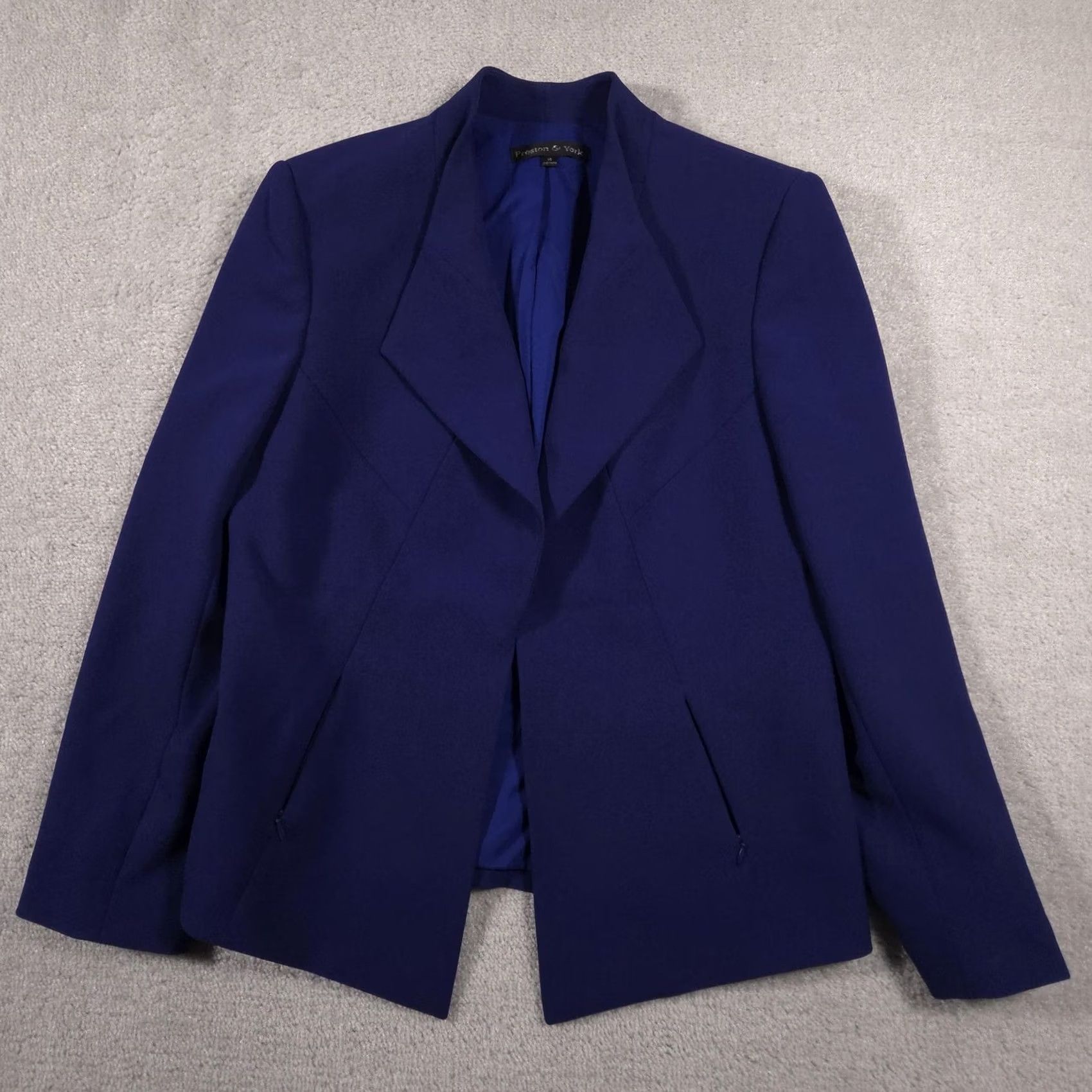 Preston & York Preston & York Blazer Womens 14 Blue Poly Spandex Fully Lined Hook Closure Pockets Career Suit Jacket Blazer Women Bespoke Tailored Size XL / US 12-14 / IT 48-50 - 2 Thumbnail