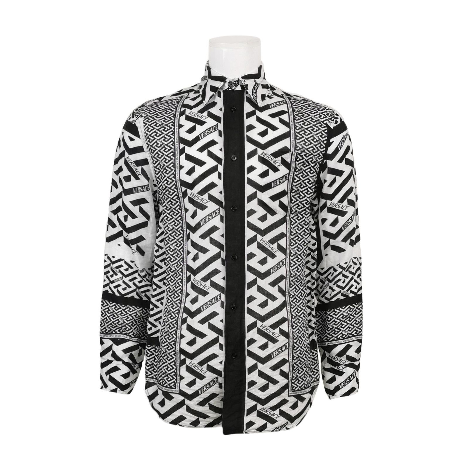 Versace Versace Linen Contrast Collar Single-Breasted Shirt XS Size US XS / EU 42 / 0 - 1 Thumbnail