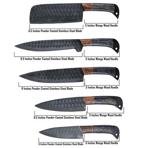 Other Carbon Steel Chef Knives Set of 5 with Wenge Wood Handles Size ONE SIZE - 9 Thumbnail