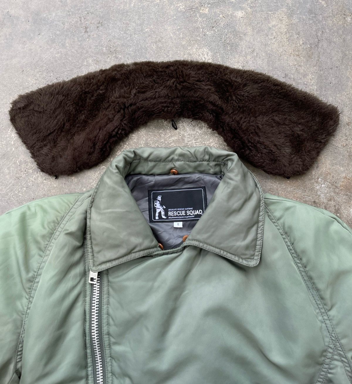 Japanese Brand 🔥RARE🔥 RESCUE SQUAD FUR COLLARED ZIPPER JACKET Size US L / EU 52-54 / 3 - 18 Thumbnail