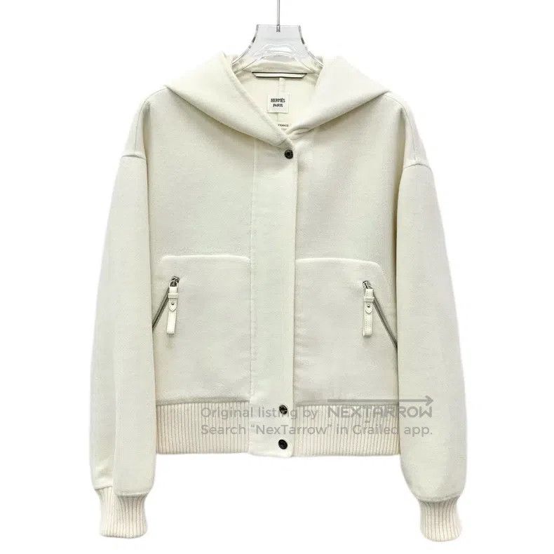 Hermes Hermes Off-white Cashmere Hooded Long Sleeve Jacket Size XS / US 0-2 / IT 36-38 - 1 Thumbnail