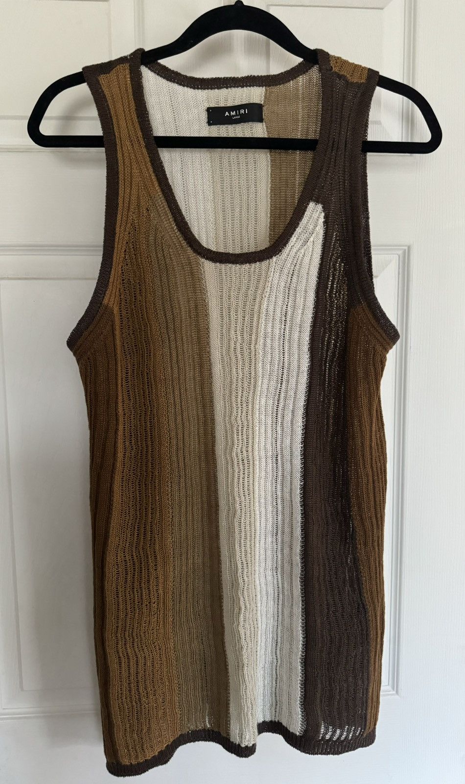image of Amiri Knit Tank In Brown Colorblock in Brown Gradient, Men's (Size Large)