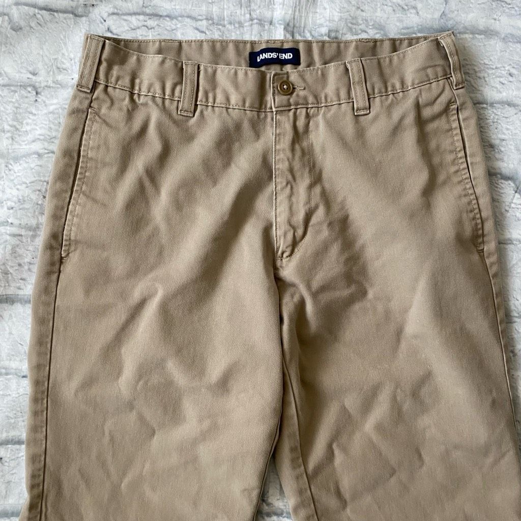 Lands' End Lands End men 30/30 cotton blend flat front tan chinos Size US 30 / EU 46 - 3 Thumbnail