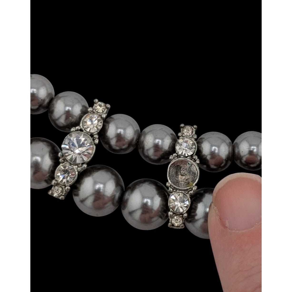 Other Vintage Glam Faux Pearl Double Strand Necklace With Rhinesto Size ONE SIZE - 4 Thumbnail