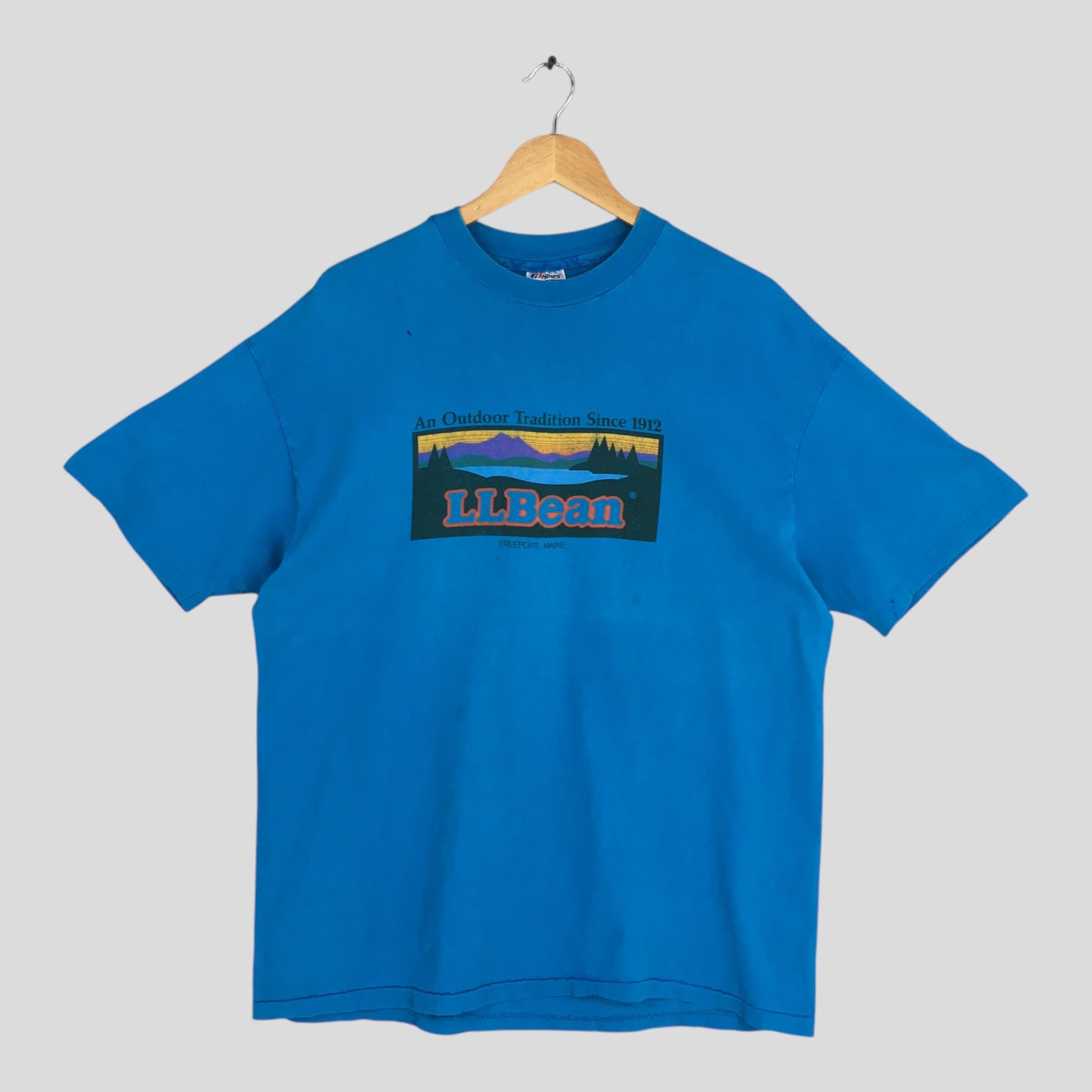 L.L. Bean Vintage 90s LL Bean Outdoor Blue Tshirt XLarge Size US XL / EU 56 / 4 - 1 Thumbnail
