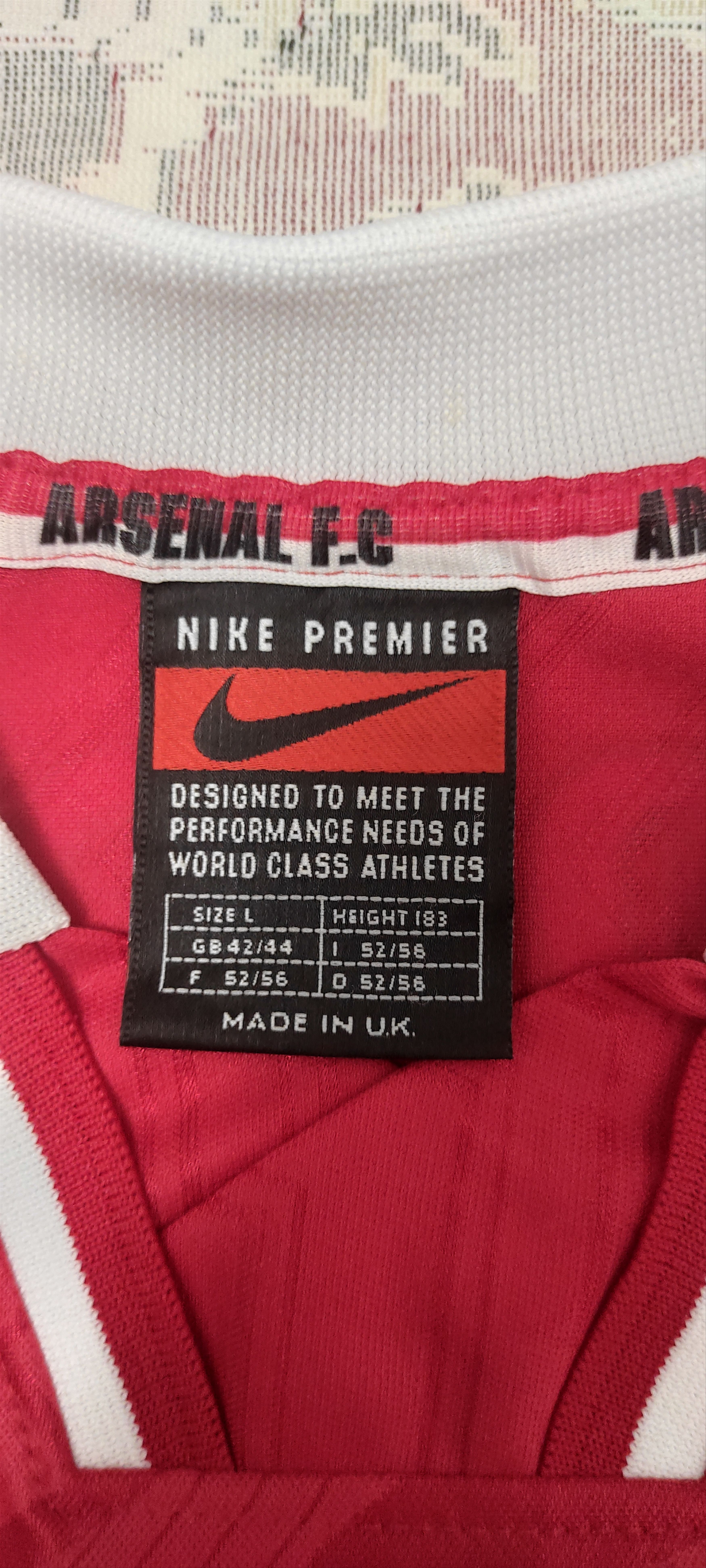 Nike Arsenal #8 Wright Phillips Home 1996 - 1998 Rare Size US L / EU 52-54 / 3 - 5 Thumbnail