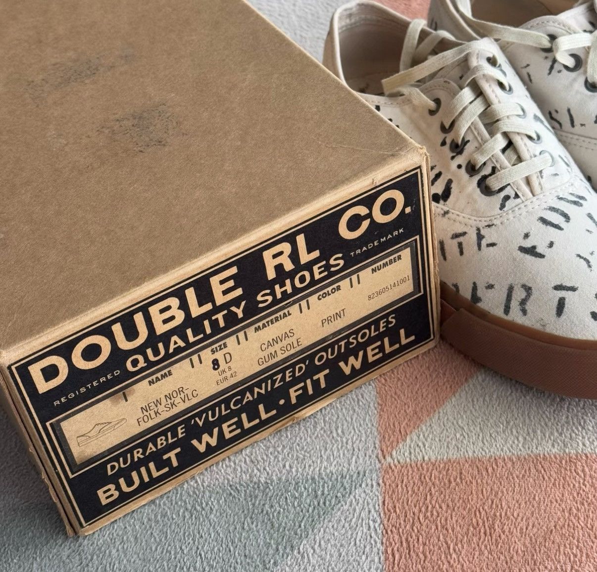 RRL Ralph Lauren RRL Ralph Lauren Double RL Oil Print Canvas Shoes K22 Size US 8 / EU 41 - 2 Thumbnail