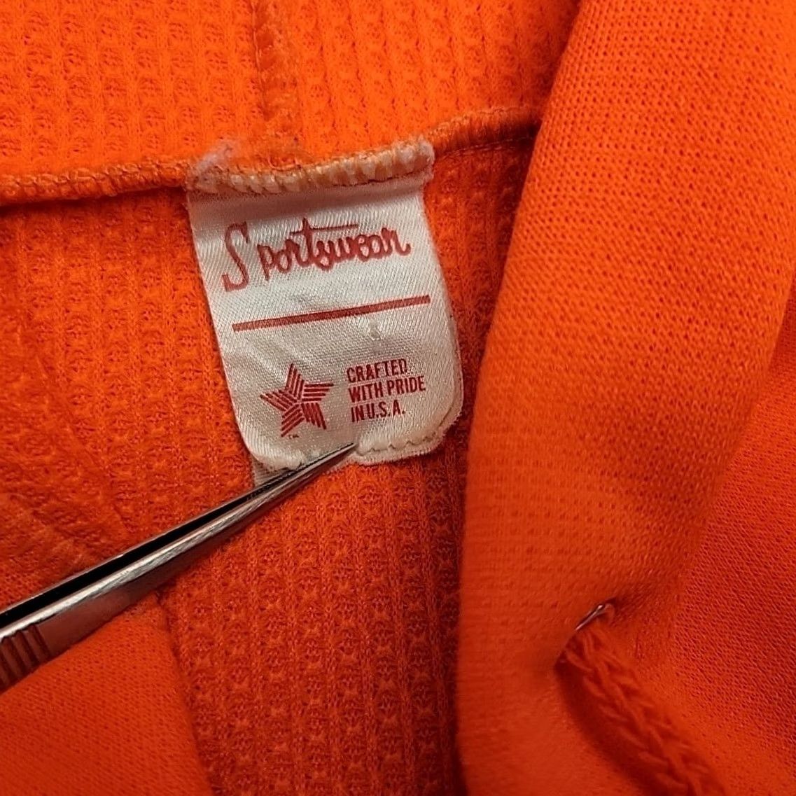 Vintage VINTAGE Sportswear Hoodie Mens XL Orange Foam Filled Thermal Zip Up Made In USA Size US XL / EU 56 / 4 - 5 Thumbnail