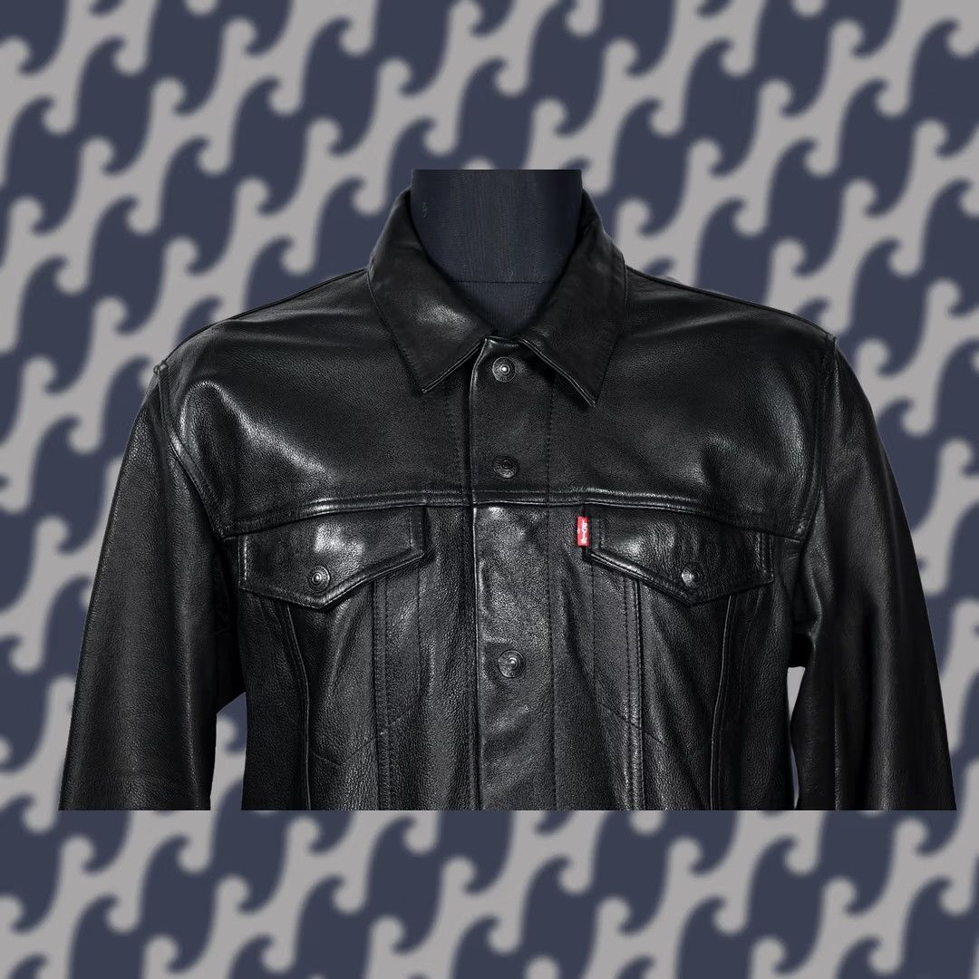 Levi's Levi’s Trucker Jacket Men XL Black Leather Big E Size US XL / EU 56 / 4 - 1 Thumbnail