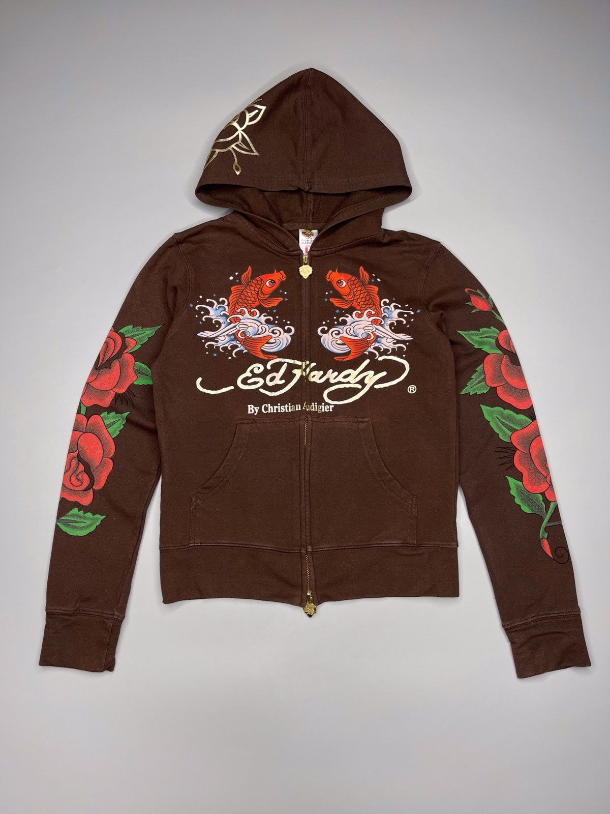 Ed Hardy × Vintage Vintage Y2k Ed hardy Bu Christian Audigier Zip Up Hoodie Size L / US 10 / IT 46 - 1 Thumbnail