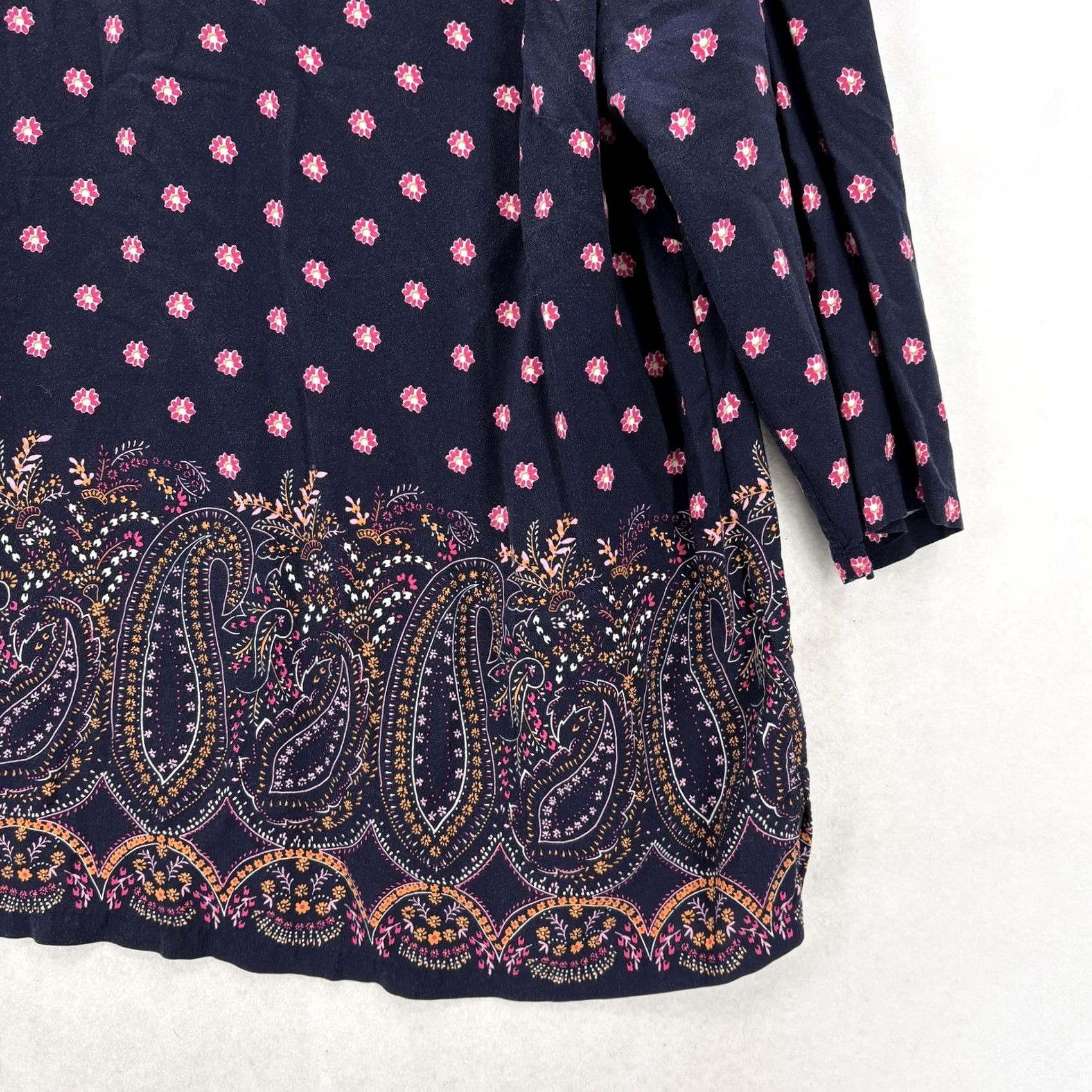 Talbots Talbots Blouse Womens 2X Plus Blue Floral Paisley V-Neck 3/4 Sleeve Tunic Boho Shirt Ladies Redundant? Size XXL / US 16-18 / IT 52-54 - 3 Thumbnail