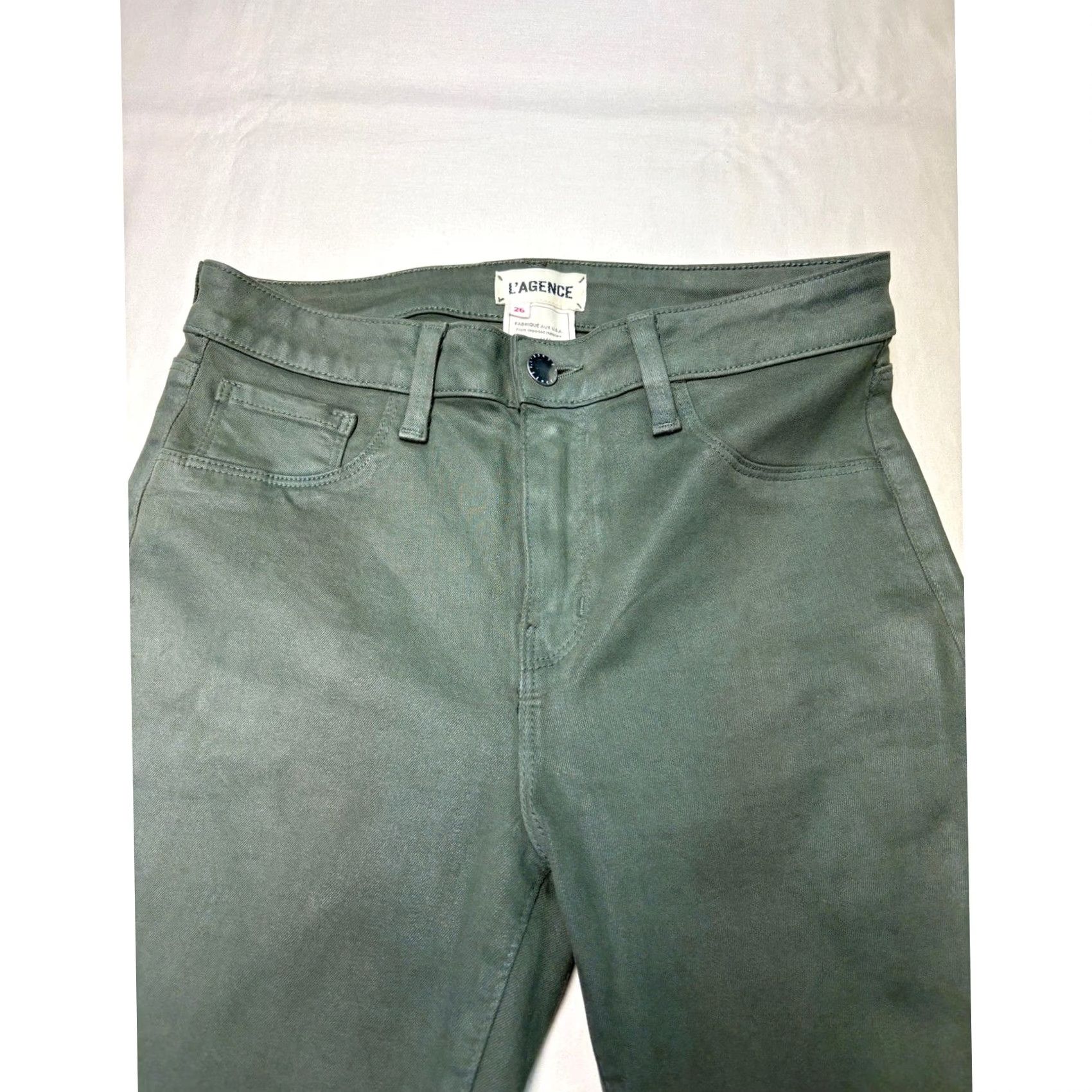 L'AGENCE VINTAGE L'AGENCE Margot High Rise Skinny Jeans Beetle Coated Olive Green Size 26X26 Size 26" / US 2 / IT 38 - 2 Thumbnail