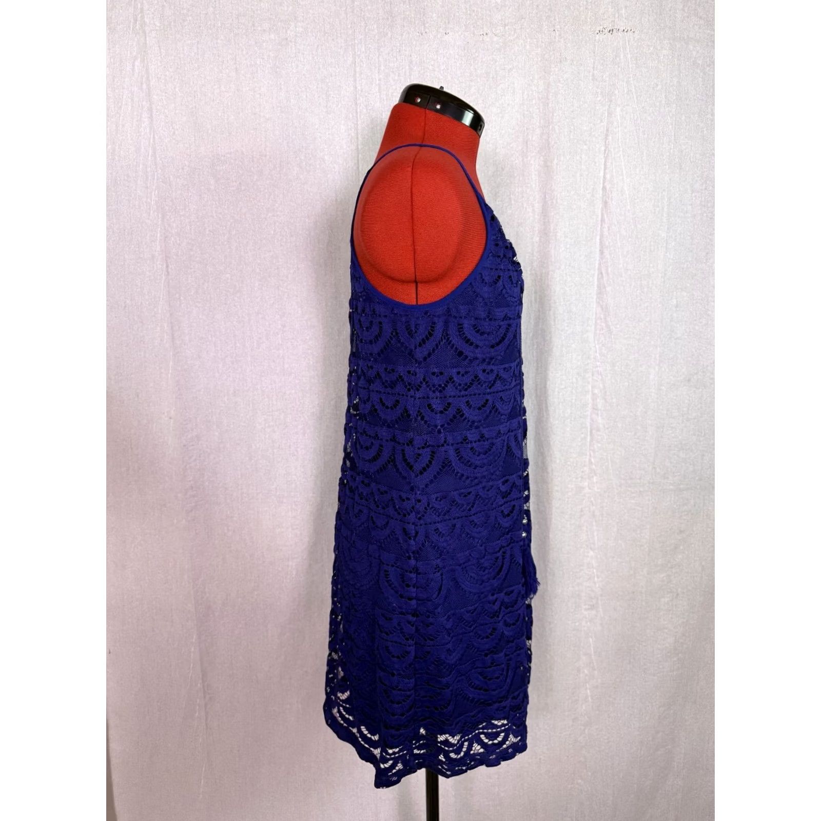 Vintage Lily Rose Blue Sundress Shift Dress Size S Spaghetti Strap Lined Tassel Tie Women Size S / US 4 / IT 40 - 5 Thumbnail