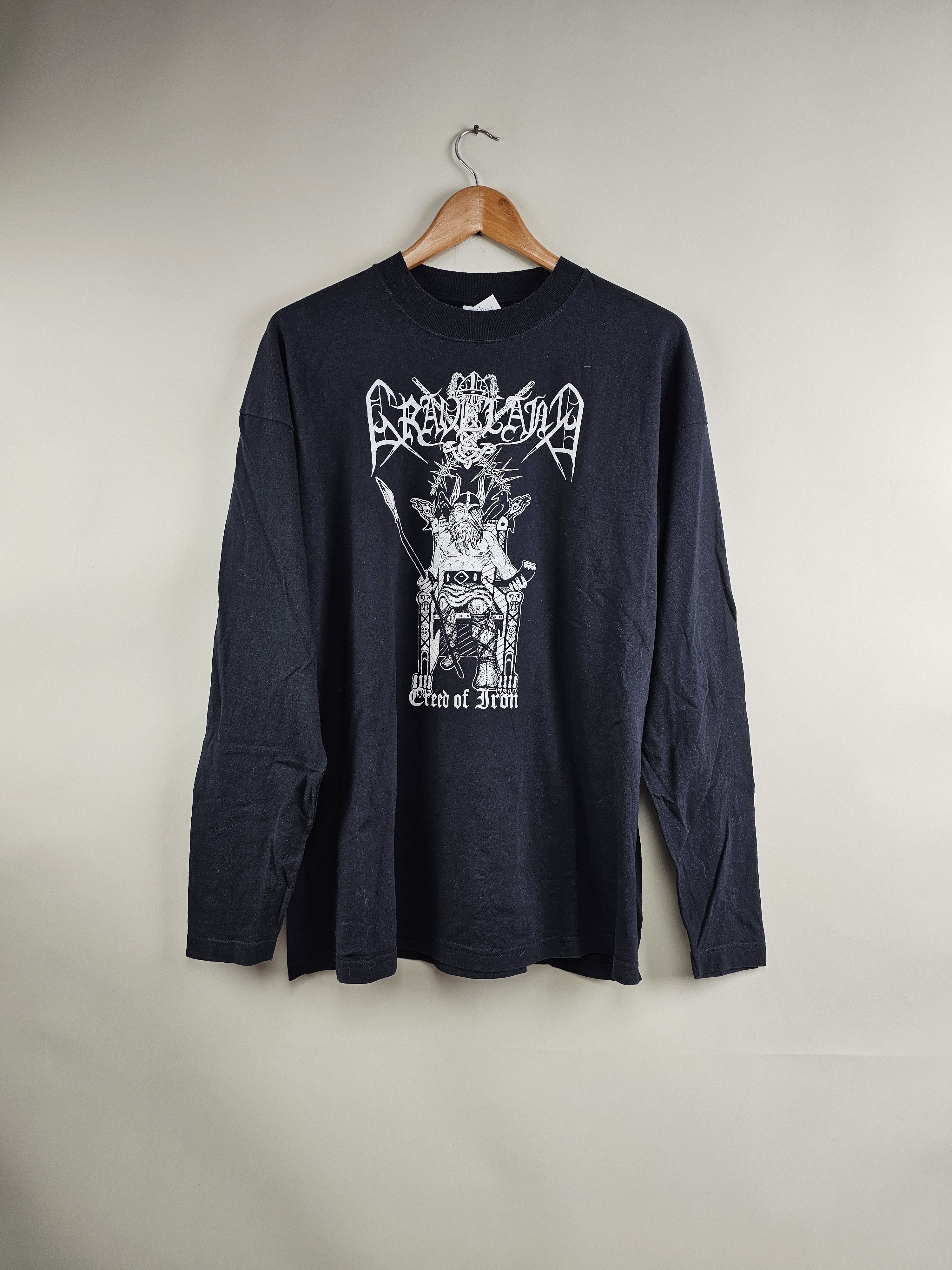 image of Band Tees x Rock Tees 2000 Graveland Creed Of Iron Black Metal Longsleeve, Men's (Size XL)