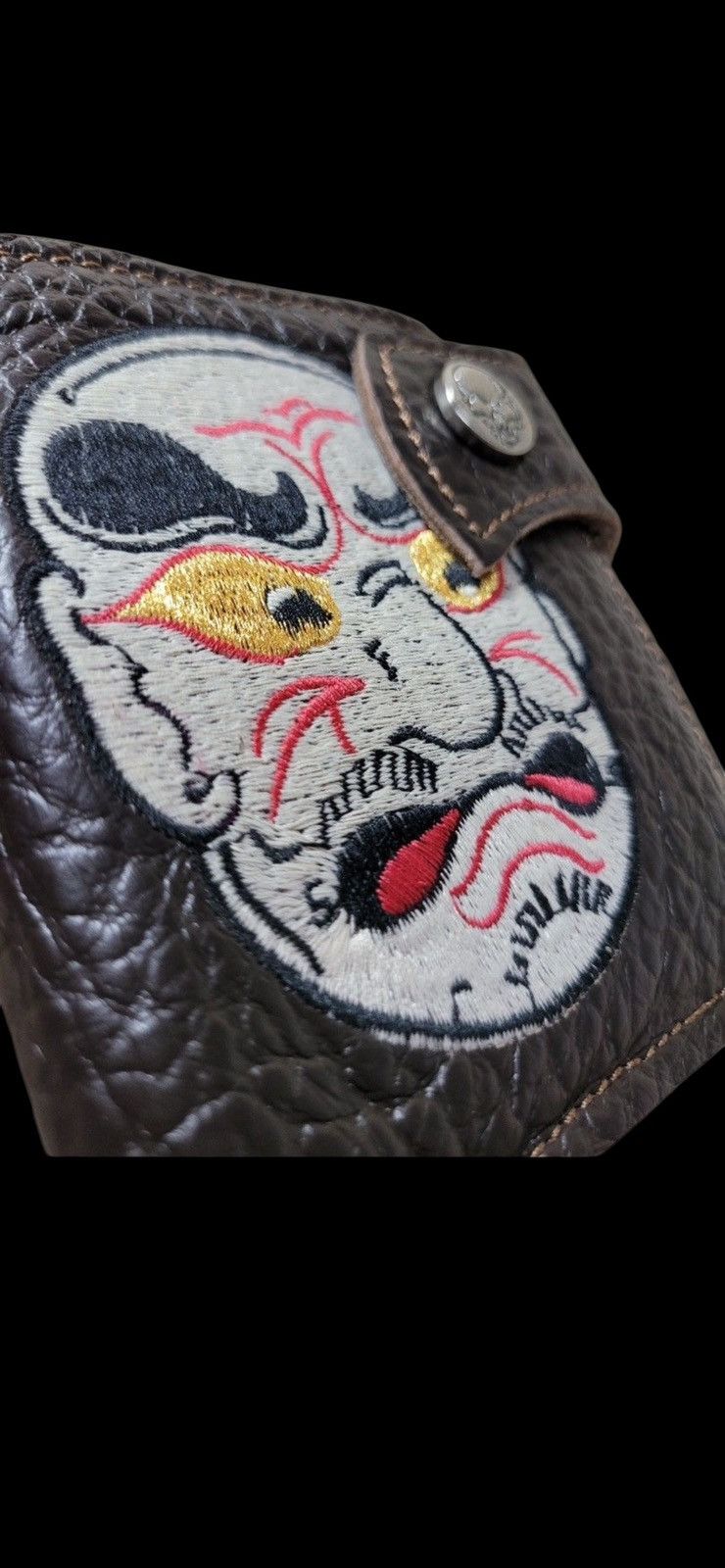 Japanese Brand Vintage Japan Kabuki Mask Embroidery Men Wallet Size ONE SIZE - 9 Thumbnail