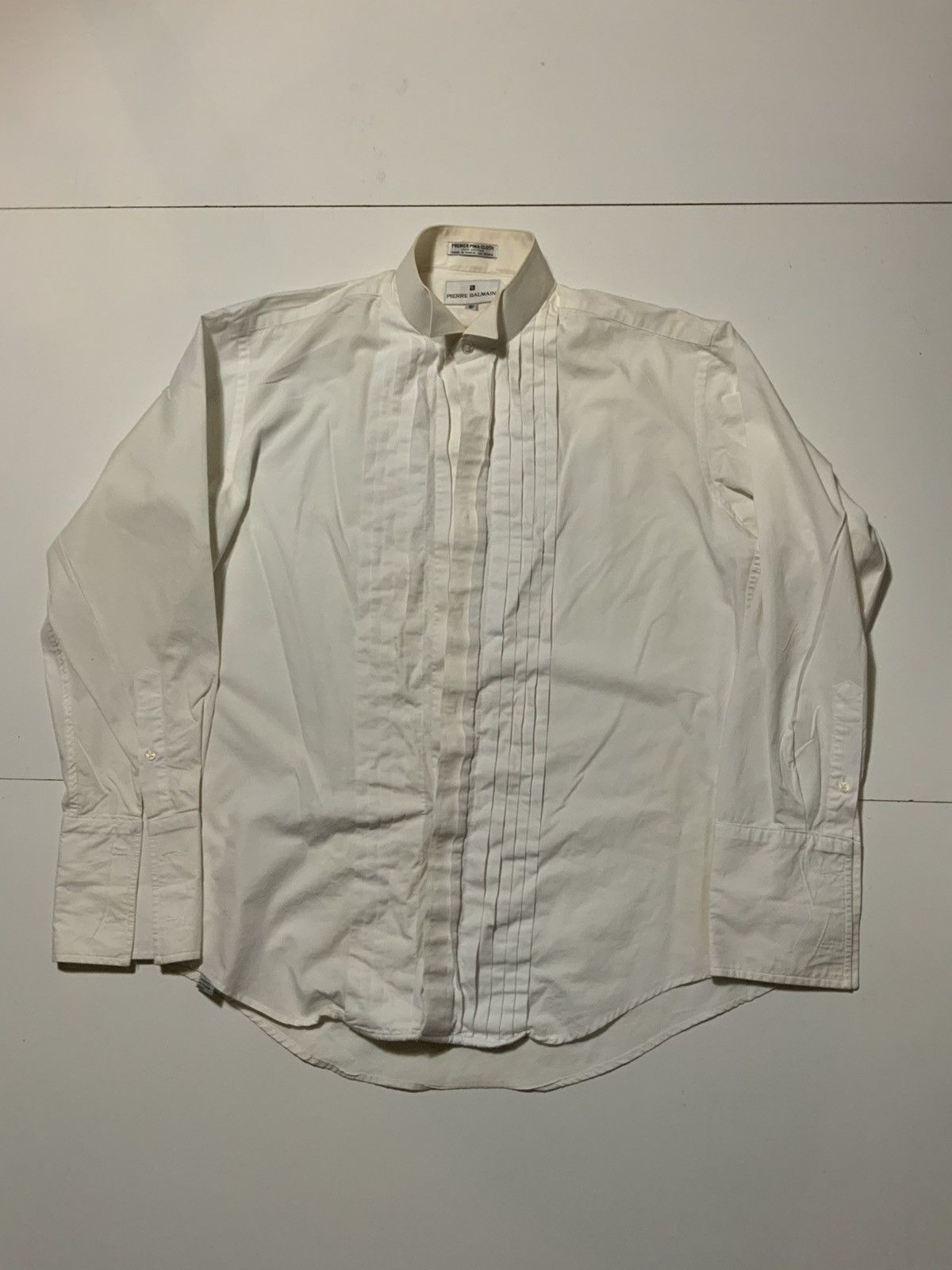 Pierre Balmain × Vintage Pierre Balmain Plisse French Cuff Tuxedo Ruffled Dress Shirt Size US M / EU 48-50 / 2 - 1 Thumbnail