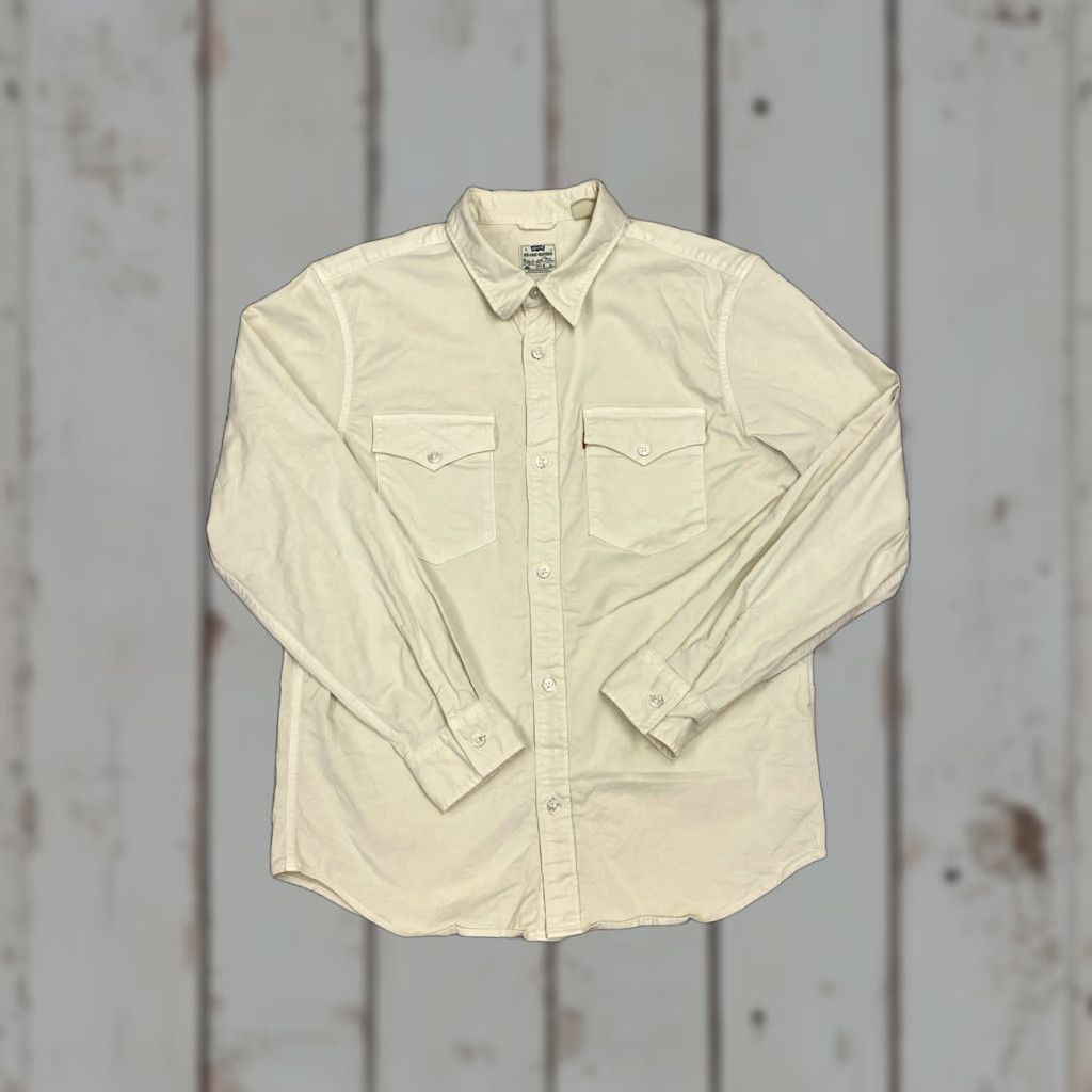Levi's Levi’s Shirt Men Medium Beige Cotton Button-Up Long Sleeve Western Plaid Easy Care Pockets Vintage No Sample Size US M / EU 48-50 / 2 - 1 Thumbnail