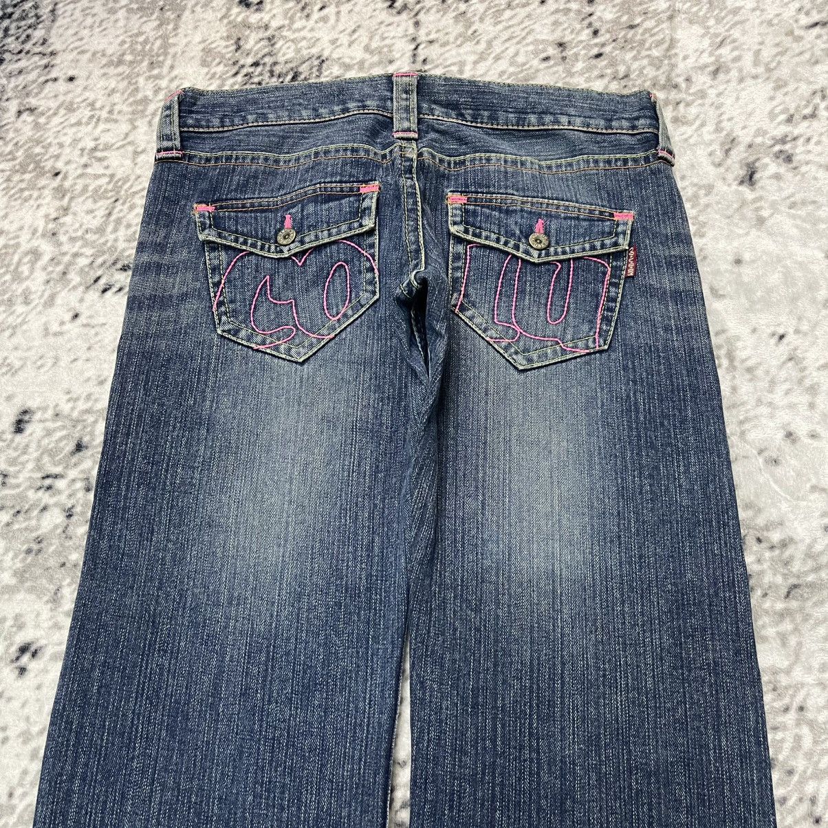 Japanese Brand Y2K Cocolulu Embroidery Wide Leg Flare Jeans Size 29" - 15 Thumbnail