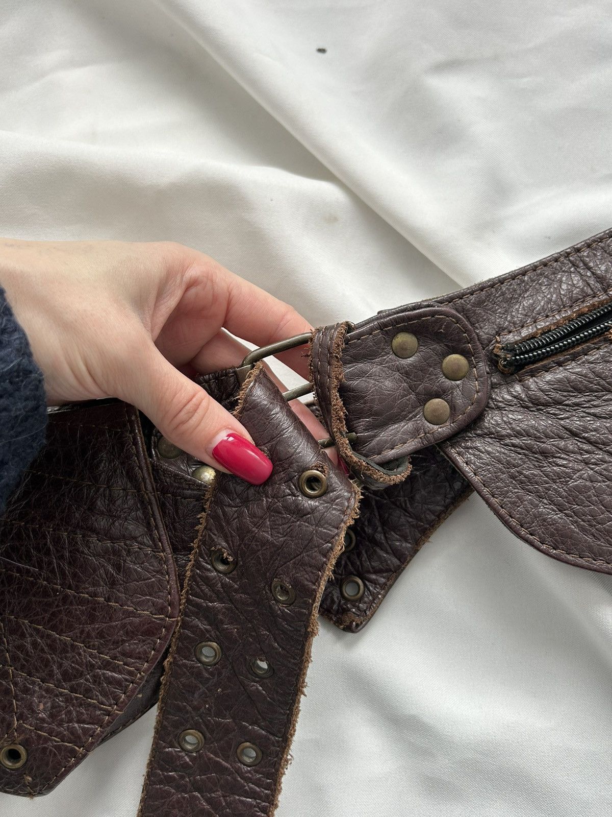 Vintage Rare Vintage Leather Brown Belt with pocket Size ONE SIZE - 5 Thumbnail