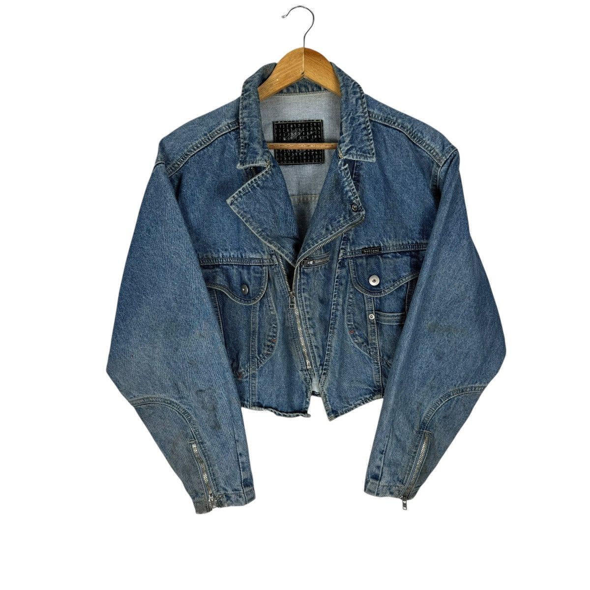 Camel ☀️90s SWEET CAMEL DENIM BIKERS CROPPED JACKET Size S / US 4 / IT 40 - 1 Thumbnail