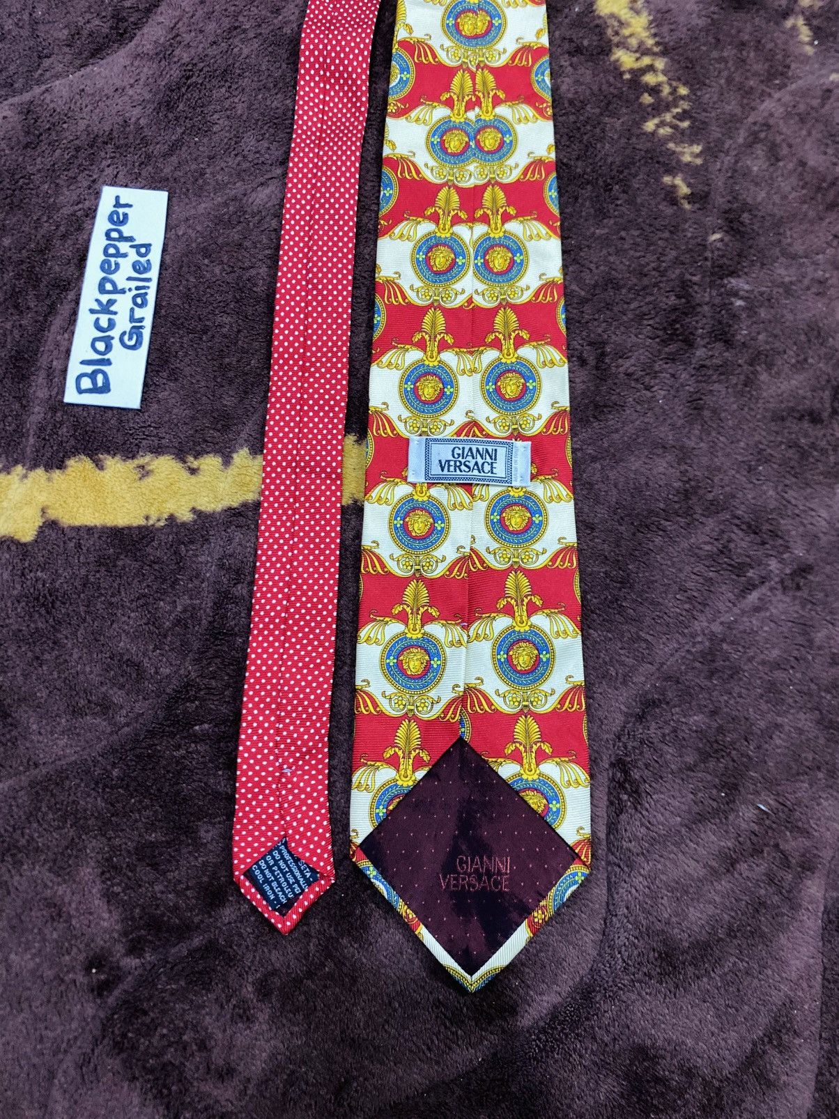 Versace Rare❤️‍🔥 Gianni Versace Baroque Medusa Logo Silk Tie Italy Size ONE SIZE - 6 Thumbnail
