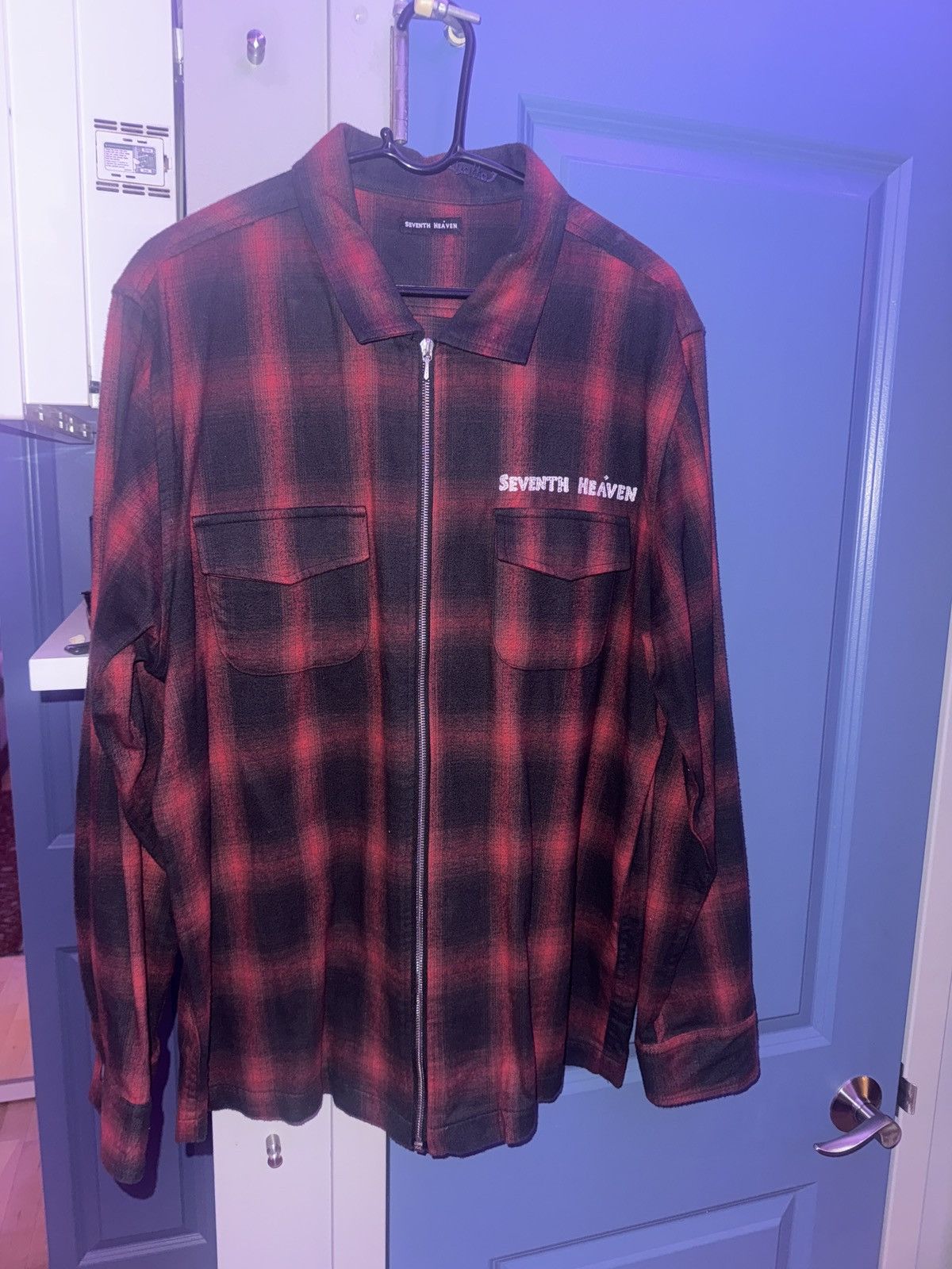 Seventh Heaven Seventh Heaven FW 20 Zip Up Plaid Flannel RED/BLACK Size US XL / EU 56 / 4 - 1 Thumbnail