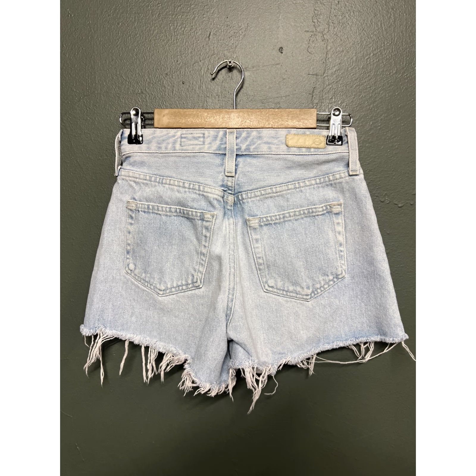 Vintage Womens AG Adriano Goldschmied Denim Jean Shorts 25R High Waist Wedgie Cutoff Distressed Blue 90s Bohemian Festival Cowgirl - Womens Size 42" / US 20 - 3 Thumbnail