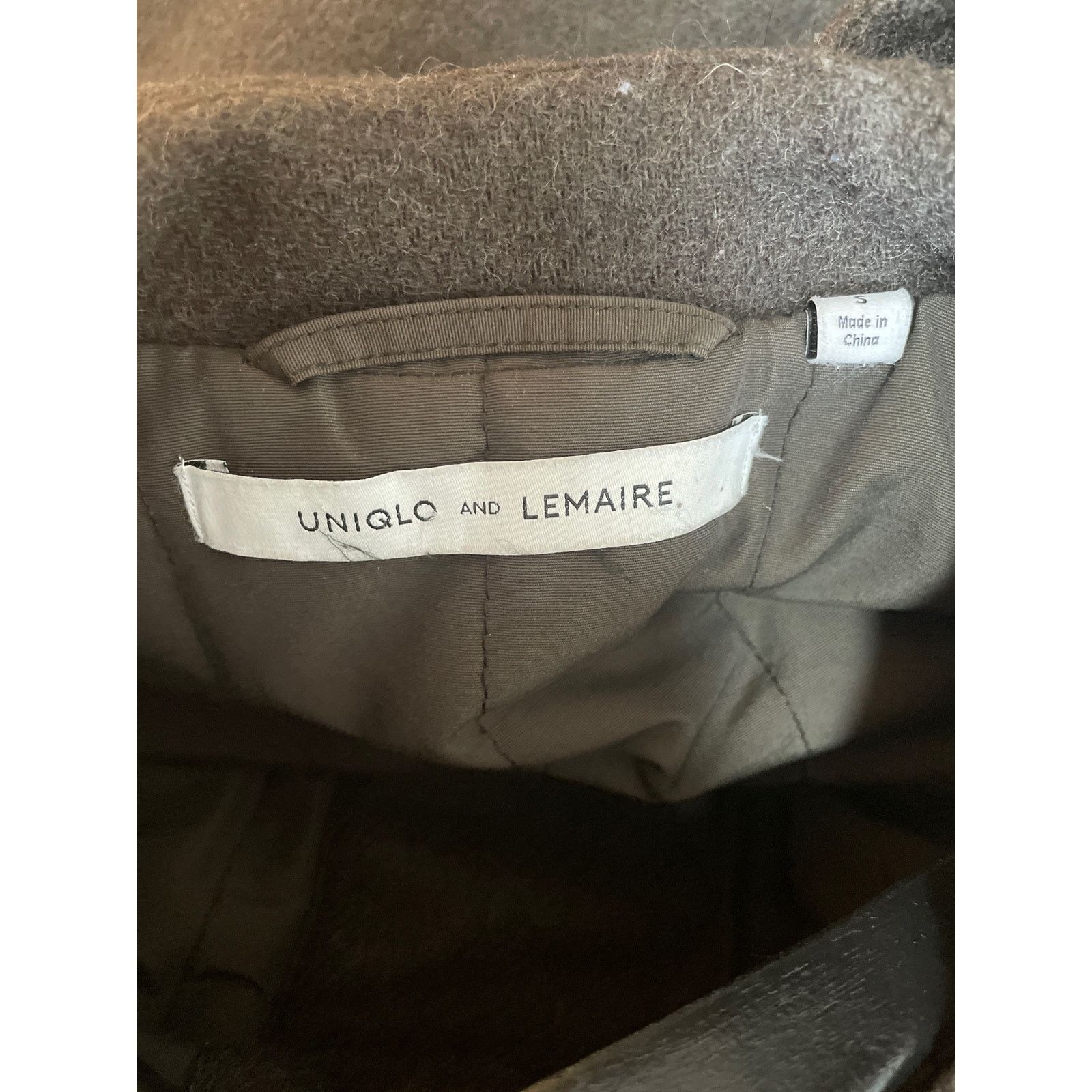 Lemaire × Uniqlo 2015 Dark Olive Green Cashmere Blend Wool Hooded Coat Size S Size US S / EU 44-46 / 1 - 3 Thumbnail