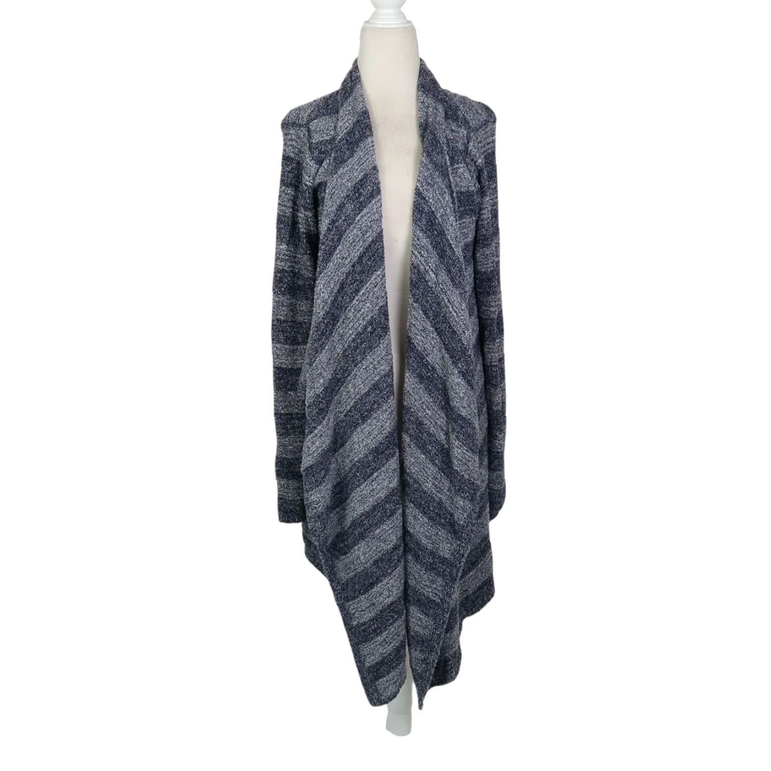 Vintage VINTAGE Barefoot Dreams Cardigan Sweater Navy Blue Stripe Bamboo Chic Lite L Women Long Sleeve Knit Casual Mens Womens Size L / US 10 / IT 46 - 2 Thumbnail