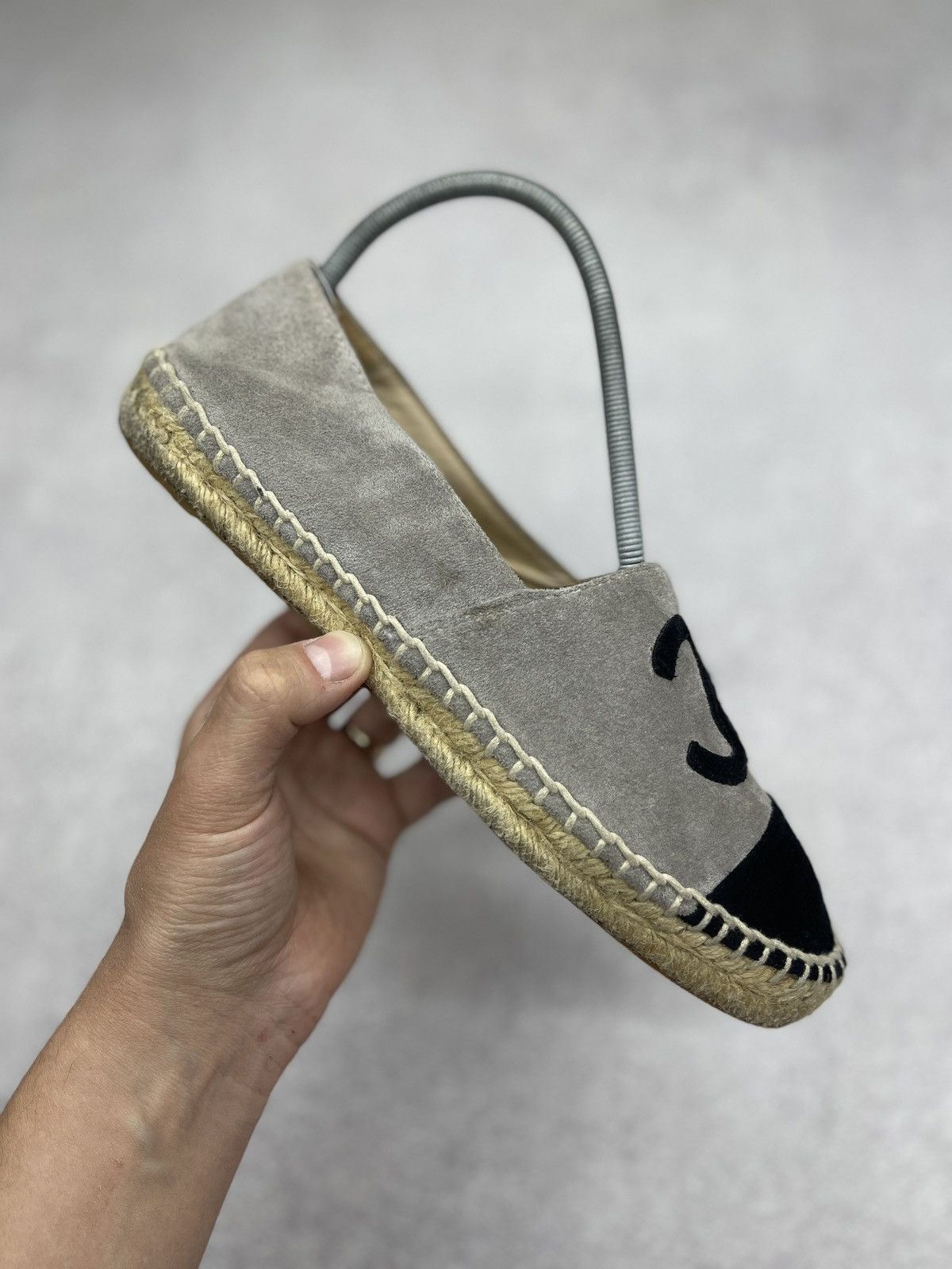Chanel Women Chanel Espadrilles Shoes Gray/Black Made in Spain Size US 9 / IT 39 - 8 Thumbnail