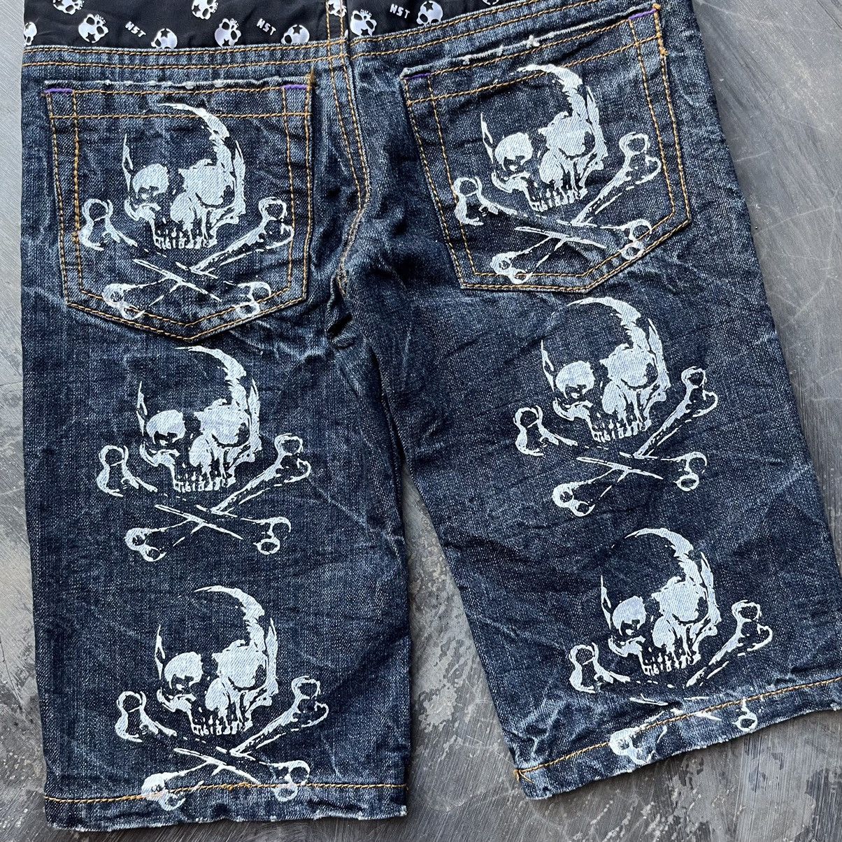 If Six Was Nine × Japanese Brand × KMRii Batsu studio mad punk skull short pants Size US 29 - 11 Thumbnail