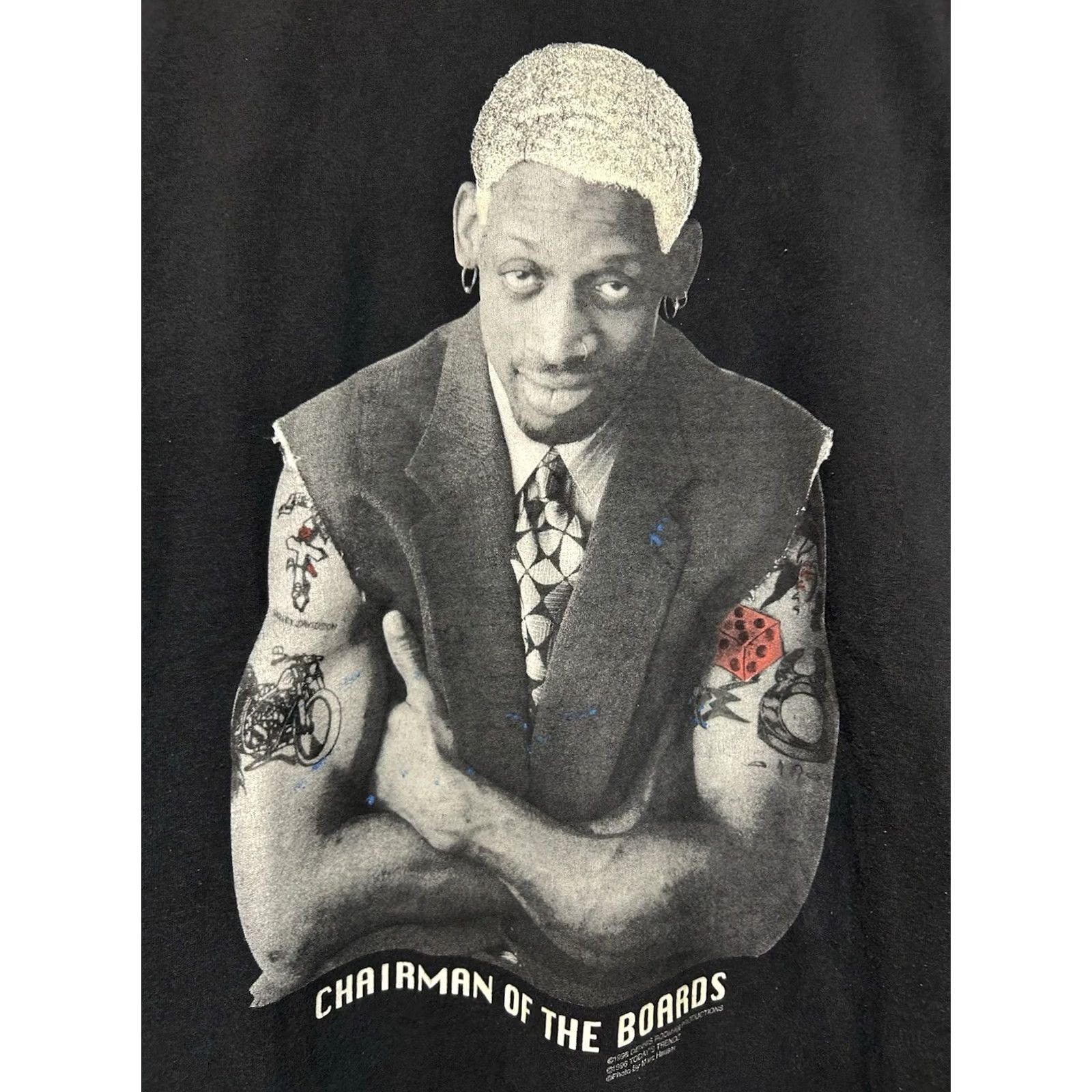 Vintage VINTAGE Dennis Rodman Shirt XL Black Chairman Of The Boards 1996 NYE Party 90s Size US XL / EU 56 / 4 - 2 Thumbnail