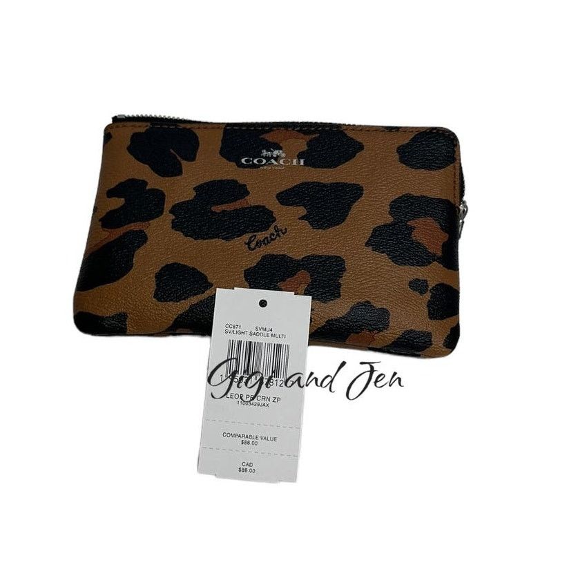 Coach Coach Corner Zip Wristlet With Leopard Print New Size ONE SIZE - 5 Thumbnail