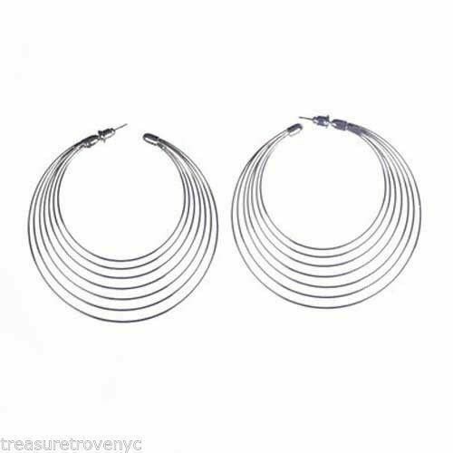 Designer Treasure Trove NYC Silver Tone Wire Hoop Earrings Size ONE SIZE - 2 Thumbnail