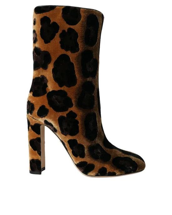 Dolce & Gabbana o1y0825 Leopard-Print Ankle Boots in Brown/Black Size US 4 / IT 34 - 1 Thumbnail