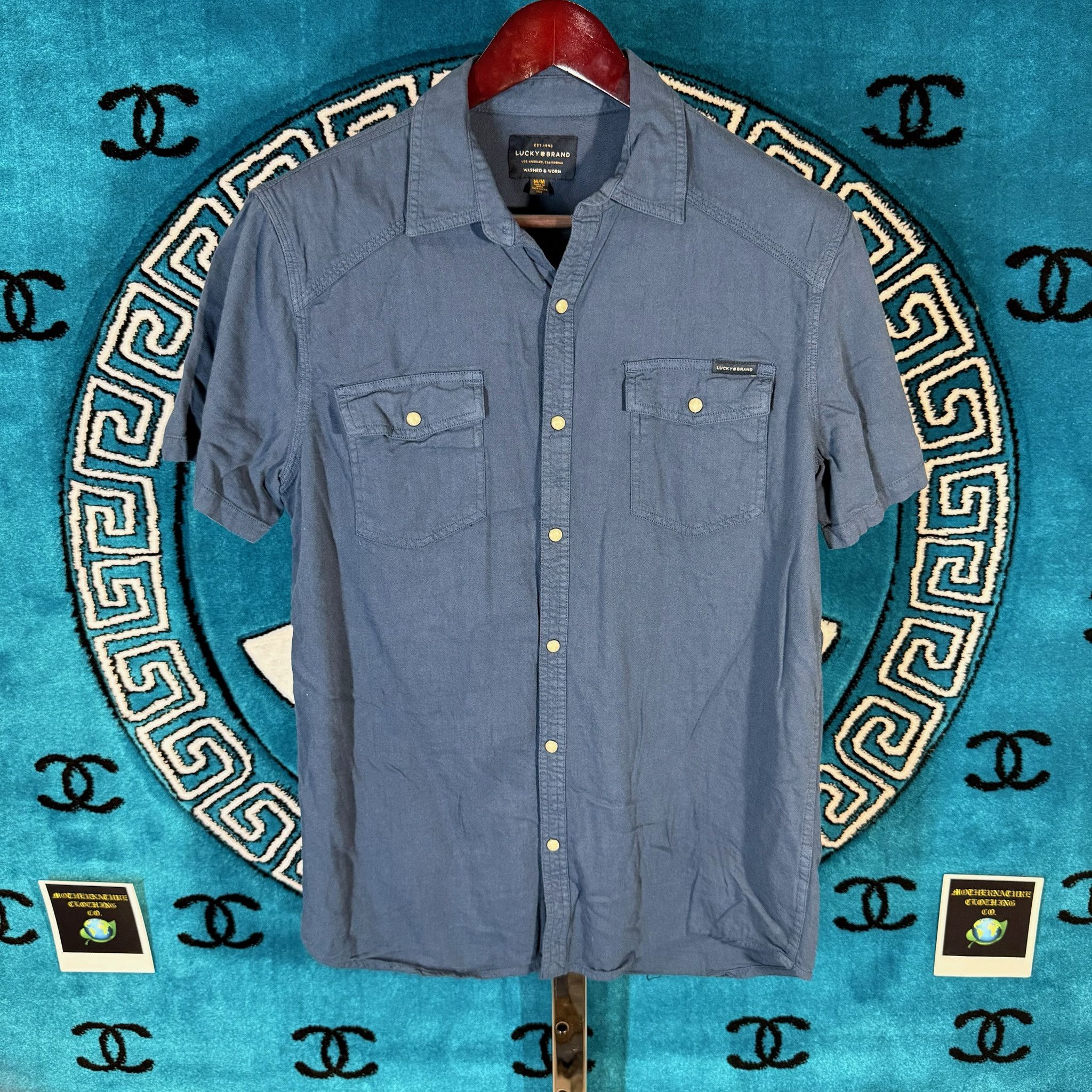 Lucky Brand COLLARED S/S BUTTON UP Size US M / EU 48-50 / 2 - 1 Thumbnail