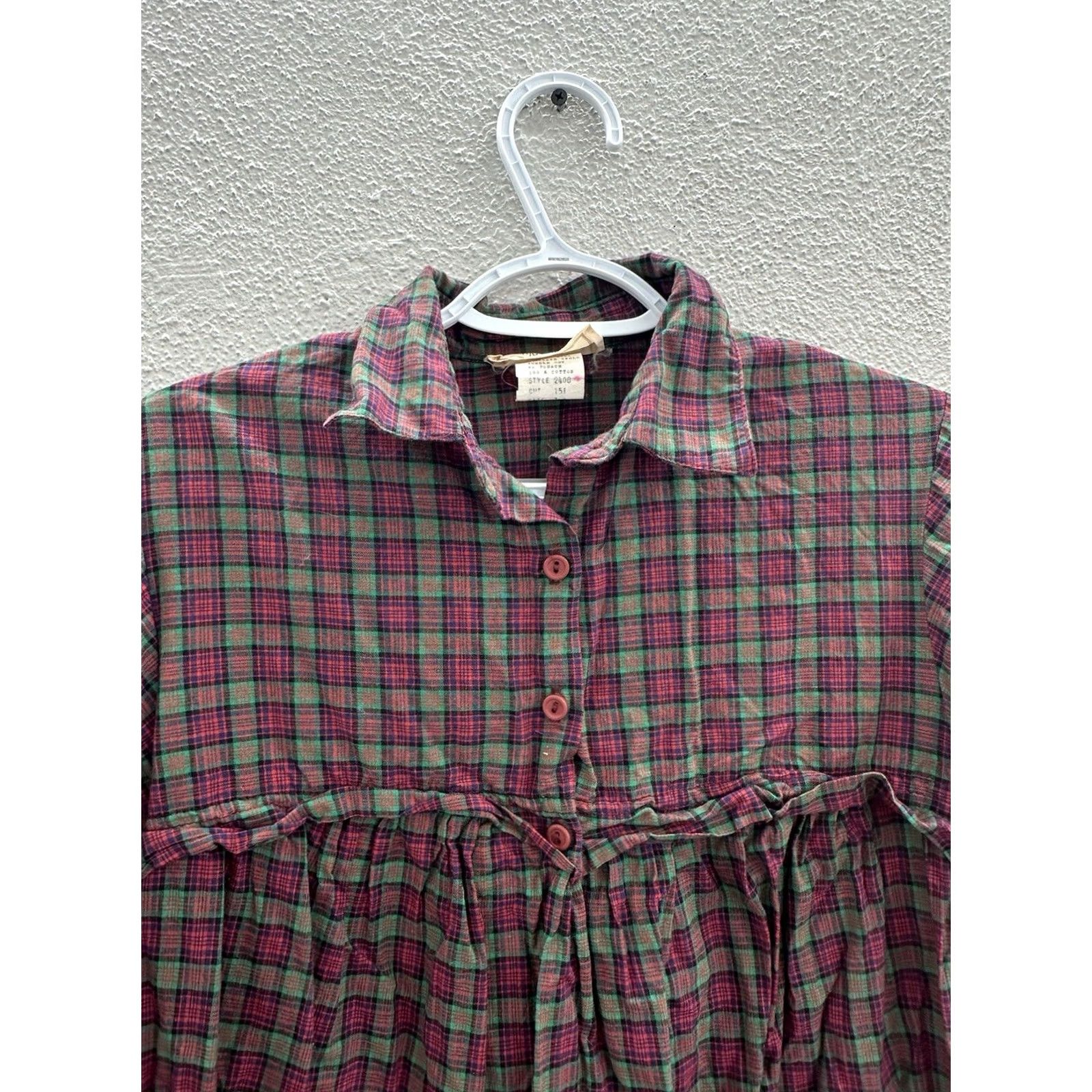 Vintage VINTAGE Peaches My Love Dress Womens Size 8 Red Green Plaid Long Sleeve 70s 80s 90s Size M / US 6-8 / IT 42-44 - 2 Thumbnail