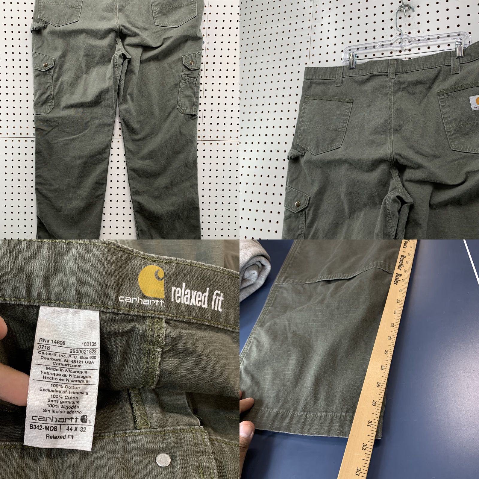 Carhartt Carhartt Cargo Pants Mens 44x32 Moss Green Ripstop Workwear Cargo Pants Mens 44x32 Green 90s? No decade given; skip decade. Mens Size US 44 / EU 60 - 8 Thumbnail