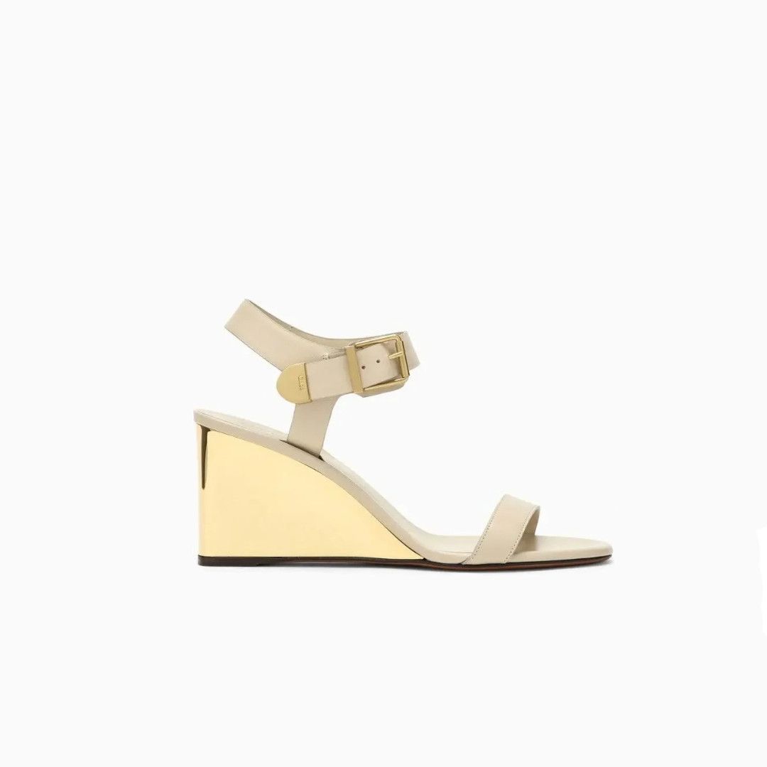 Chloe o1loc1c0325 CHC24 Rebecca Wedge Sandals in Cream Size US 9 / IT 39 - 1 Thumbnail