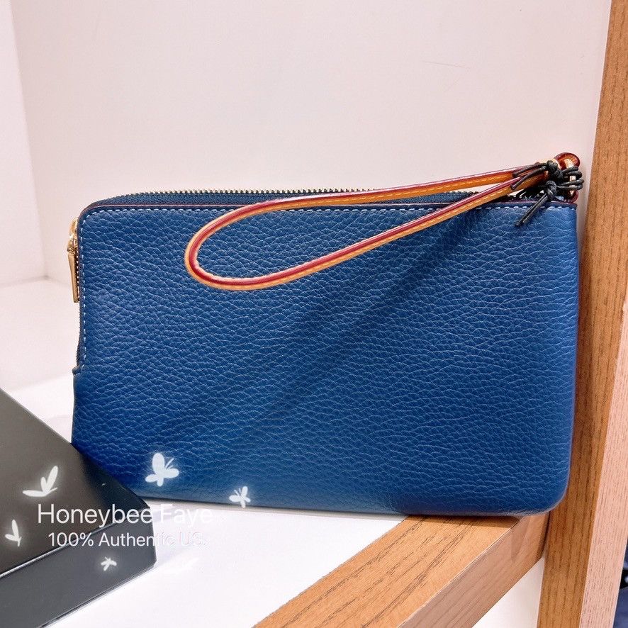 Coach NWT Coach Double Zip Wallet In Signature Denim CZ321 Size ONE SIZE - 3 Thumbnail
