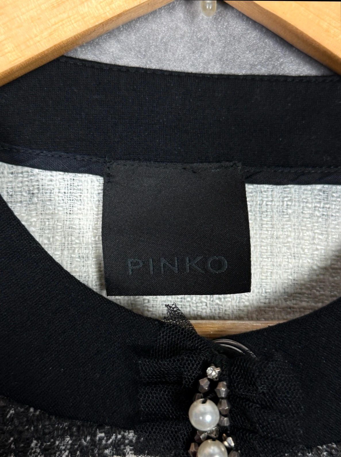 Pinko Pinko Blazer Striped Black White Lace Pearl Italy Size M / US 6-8 / IT 42-44 - 4 Thumbnail