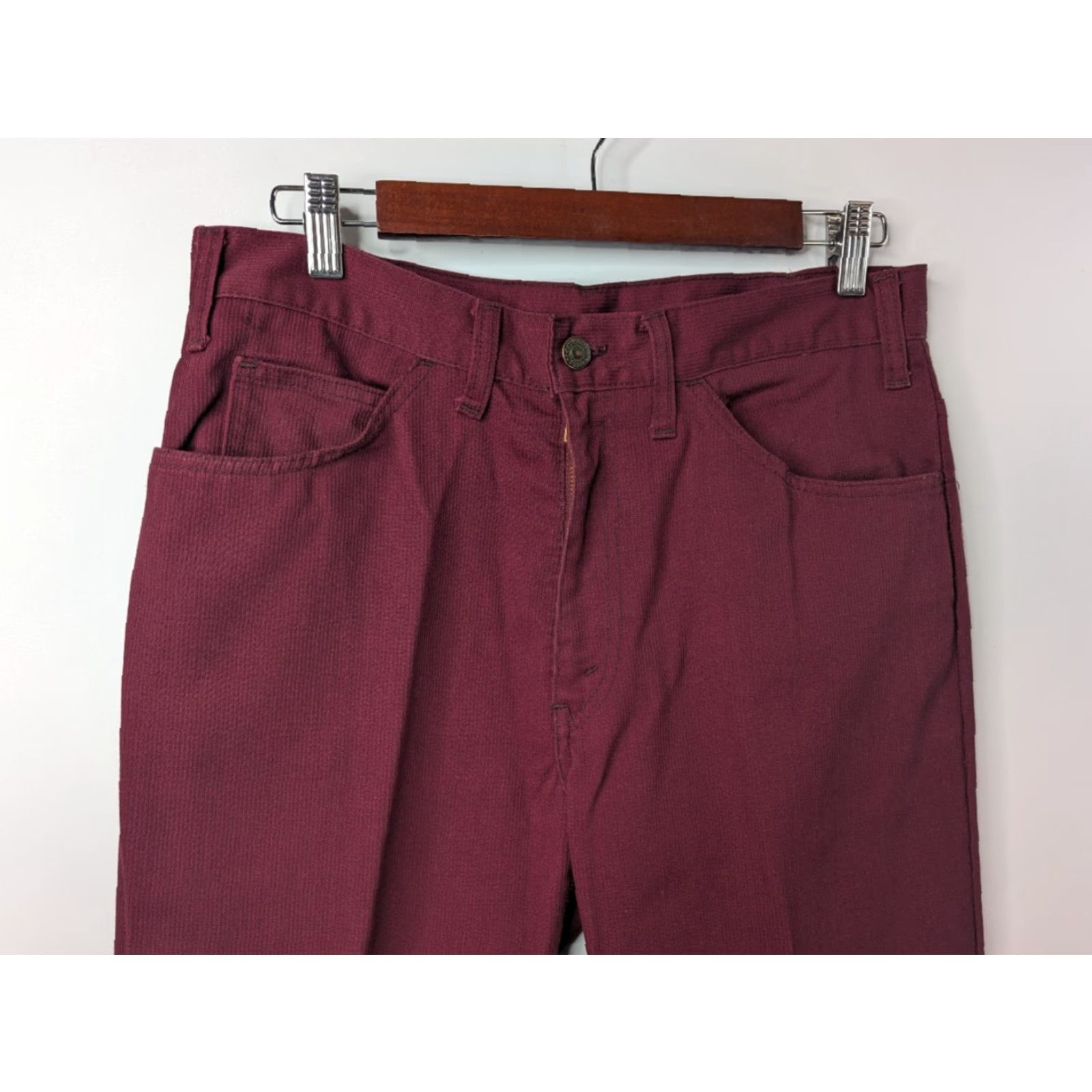 Levi's VINTAGE Levi's 517 Big E Sta Prest Talon Zip Maroon Red Pants 32x28 Size US 32 / EU 48 - 4 Thumbnail