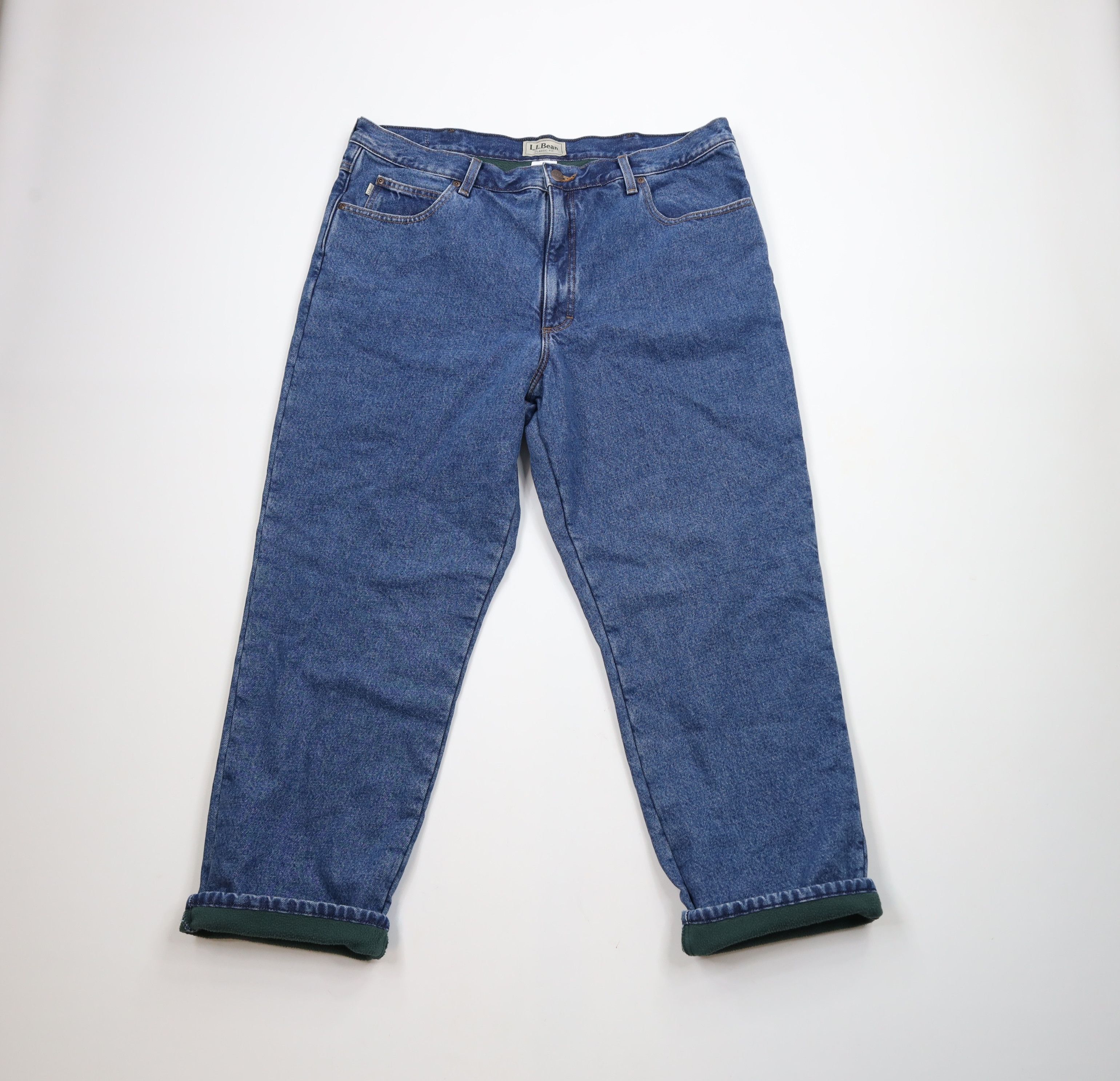 Deadstock Vintage LL Bean Fleece Lined Denim Jeans Blue