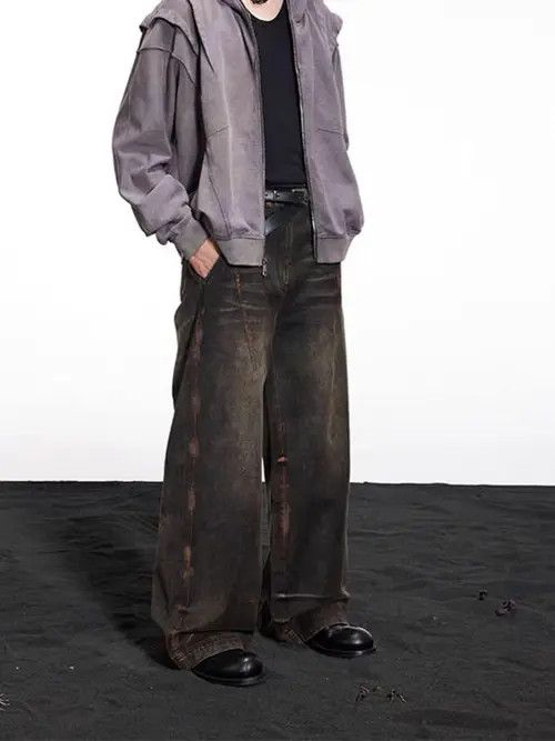 Japanese Brand Streetwear heavy washed distressed rust baggy jeans Size US 32 / EU 48 - 4 Thumbnail
