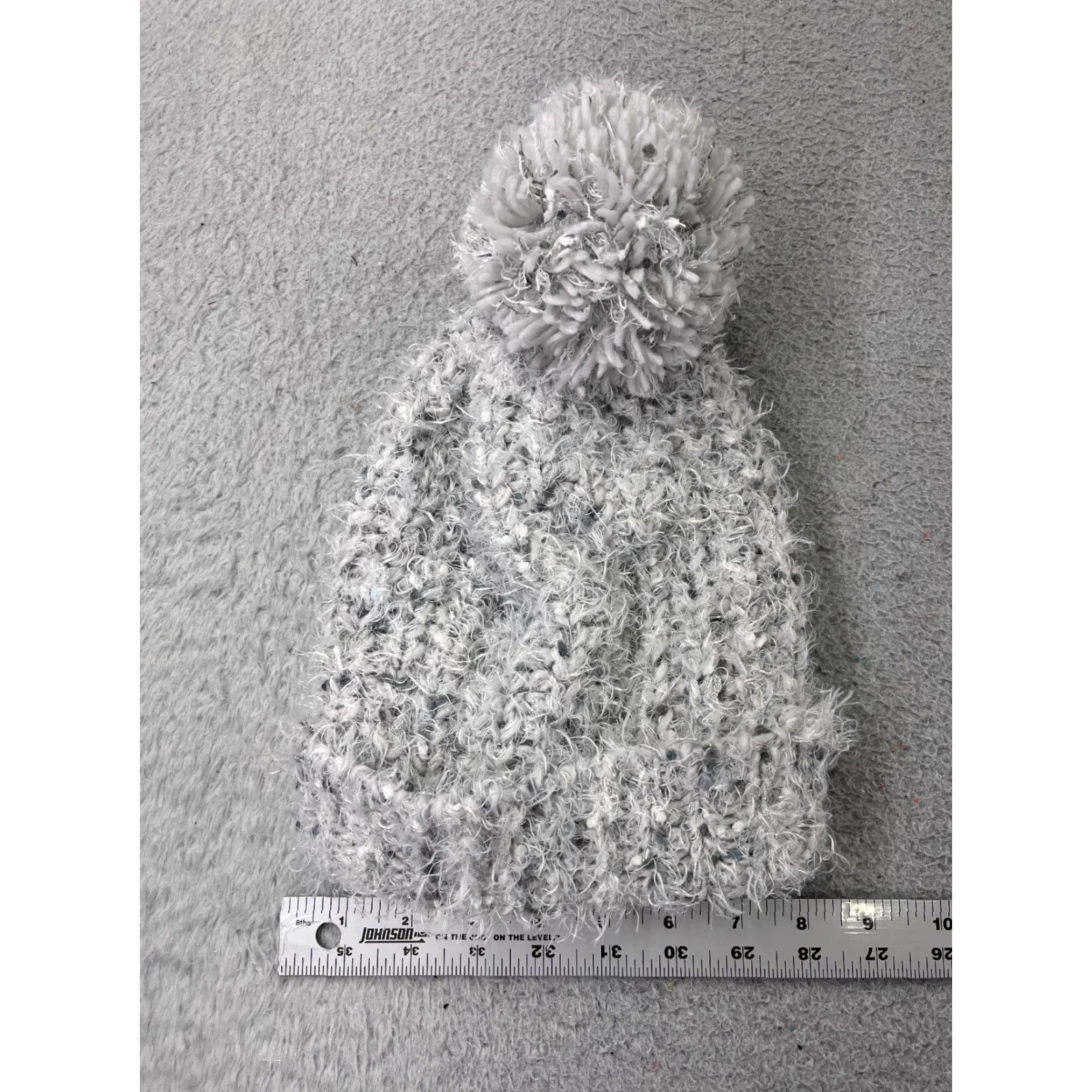 Vintage Mixit Beanie Womens One Size Light Gray Knit Acrylic Blend Fuzzy Ski Pom Hat Beanie Womens Winter Light Gray Ski Womens Size ONE SIZE - 4 Thumbnail