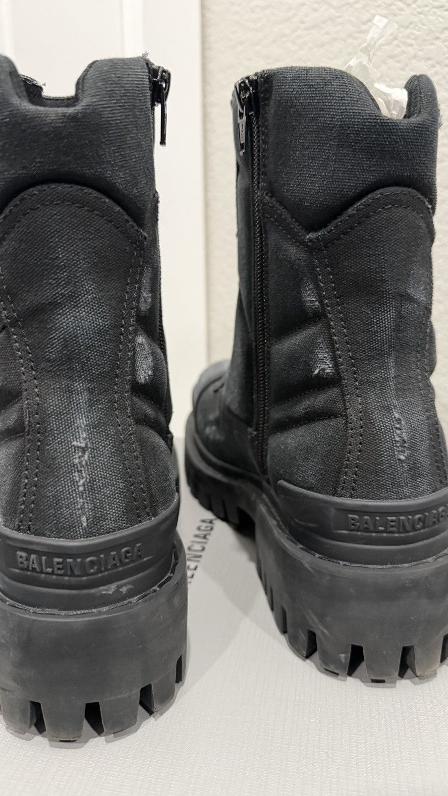 Balenciaga “2025 COMBAT STRIKE BOOT IN BLACK DISTRESSED CANVAS” Size US 9.5 / EU 42-43 - 4 Thumbnail