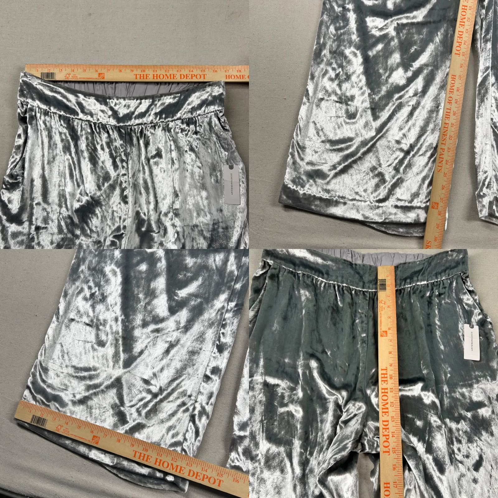 Anthropologie VINTAGE Anthropologie Maeve Pants Womens L Anastacia Velvet Wide Leg High Rise Silver Size 36" / US 14 / IT 50 - 8 Thumbnail