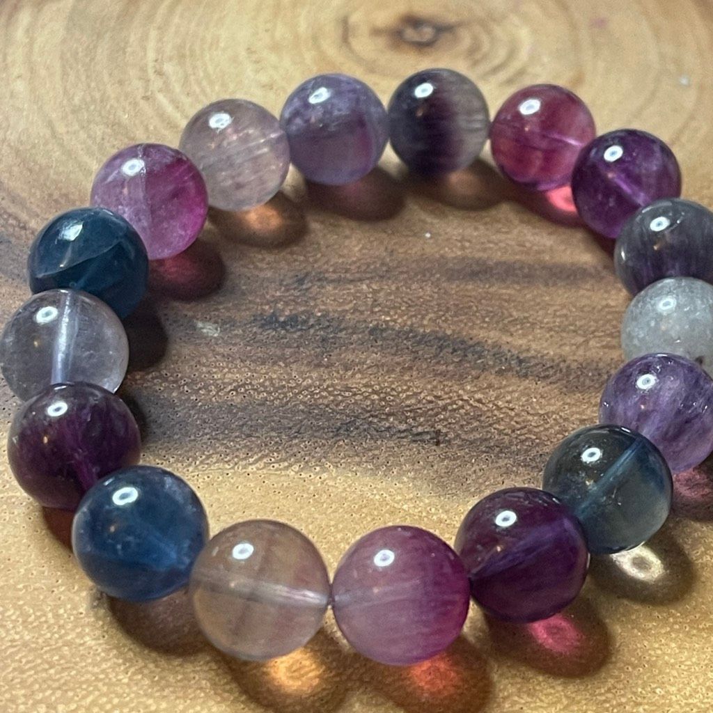 Other Fluorite bracelet striped layers rainbow colors stretch 13mm Size ONE SIZE - 6 Thumbnail