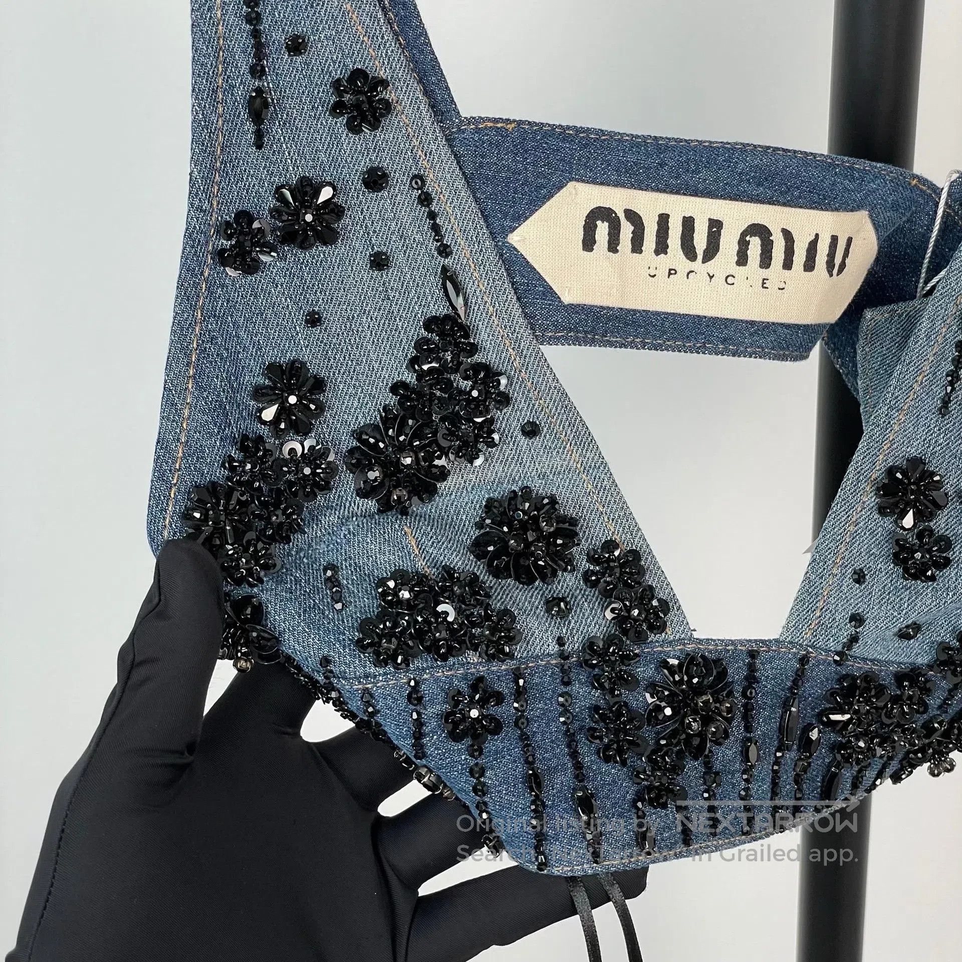Miu Miu Miu Miu Denim V-neck Short Vest| Size XS / US 0-2 / IT 36-38 - 3 Thumbnail