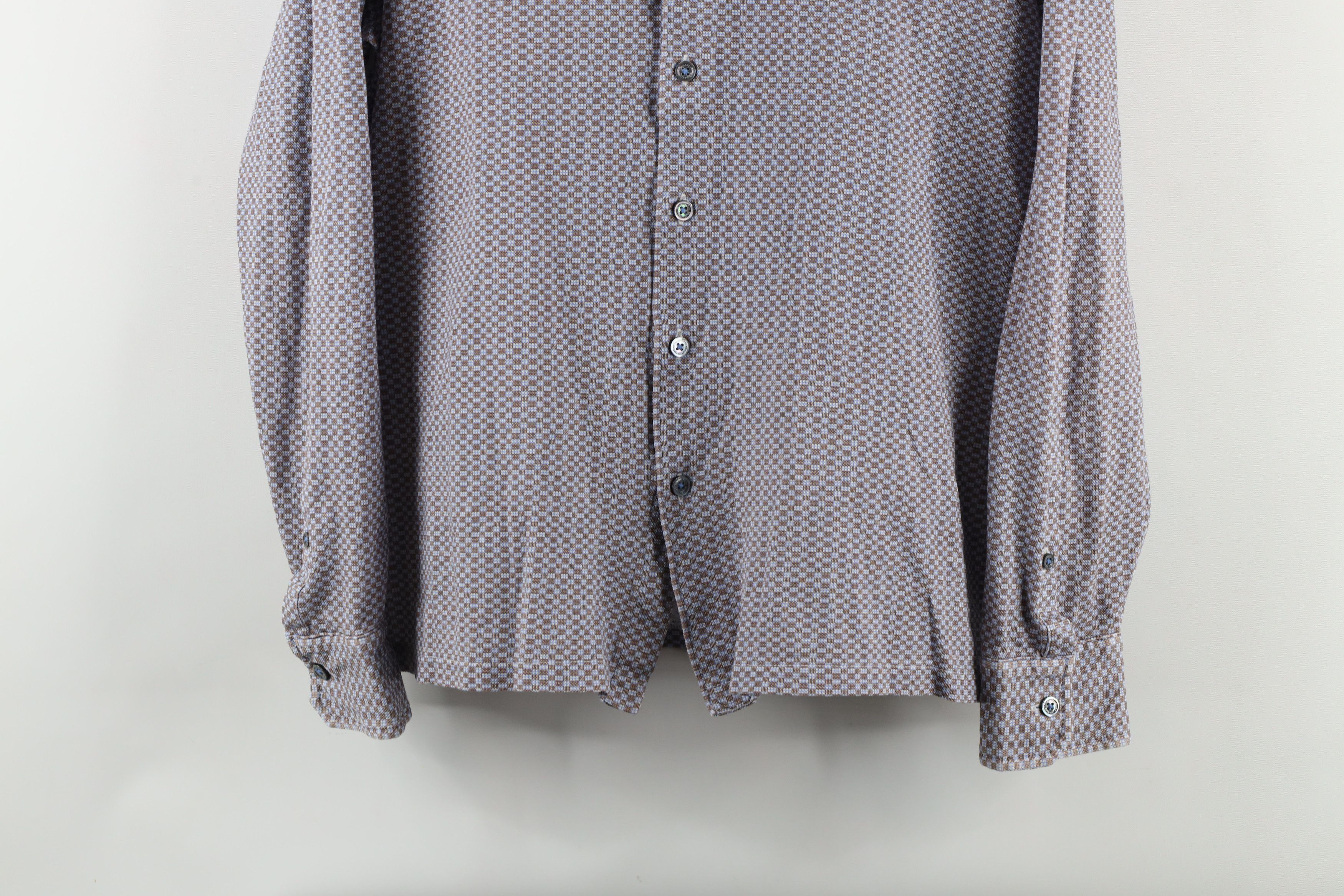 Vintage Bugatchi Uomo Knit Collared Long Sleeve Button Shirt Size US M / EU 48-50 / 2 - 3 Thumbnail